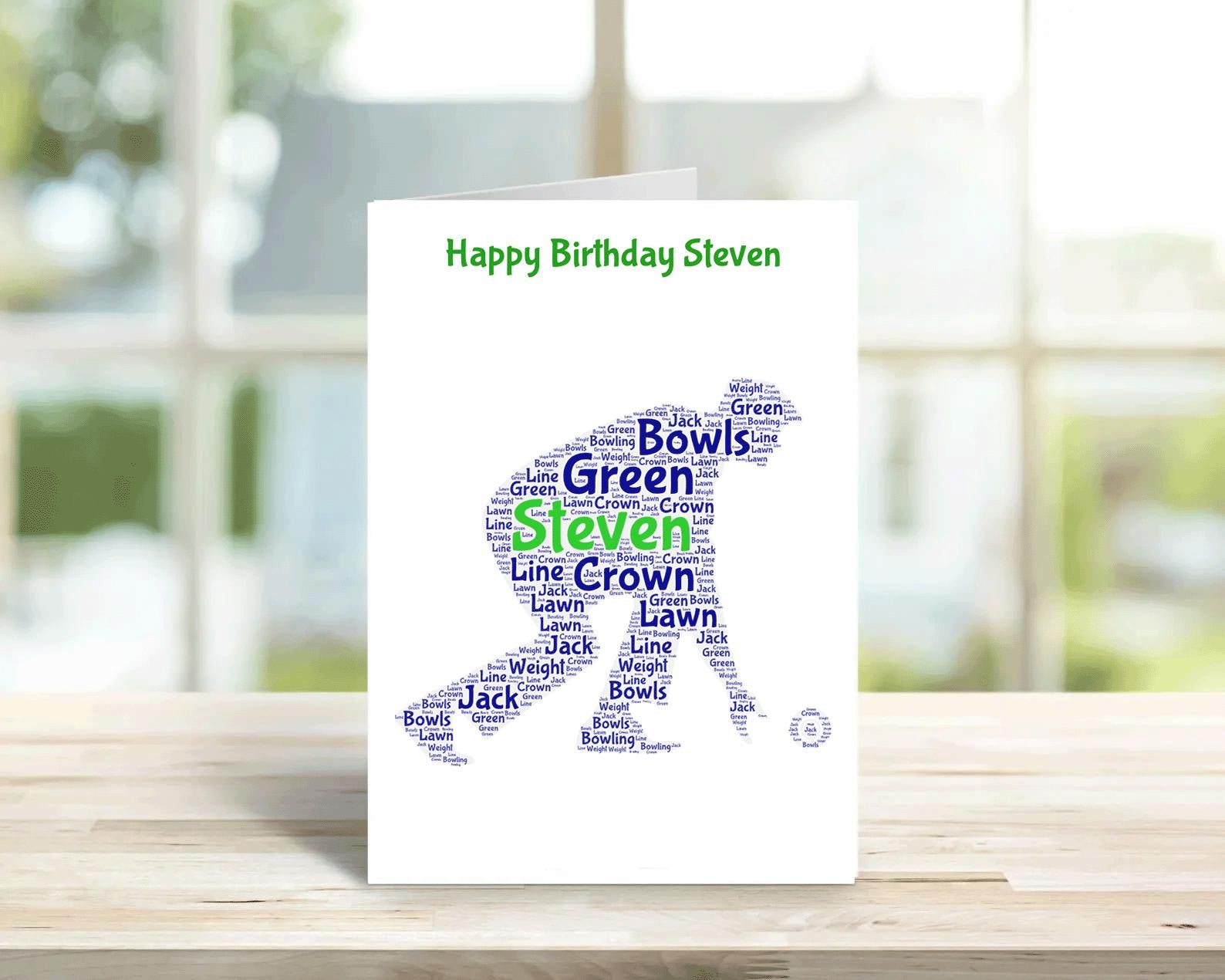 Personalised Crown green bowling birthday card, | Home Gift | Crown green Cards | Personalised Family Gift | Crown Green bowling