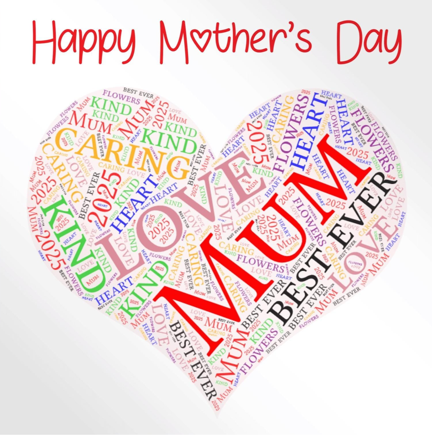 Mother's Day card, love word art