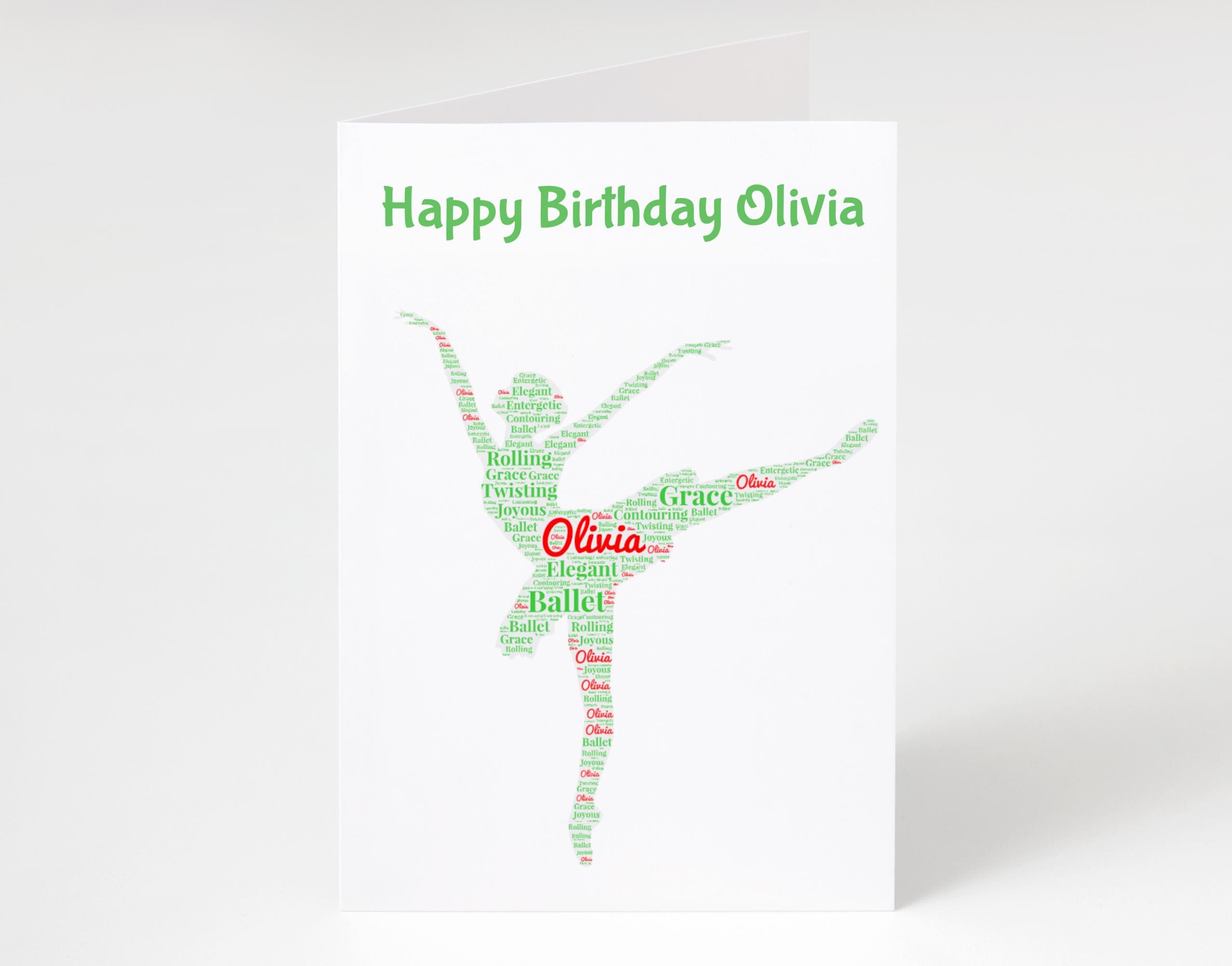 Personalised ballet birthday card, word art | Home Gift | ballet Cards | Personalised Family Gift | Family Illustration | Ballet