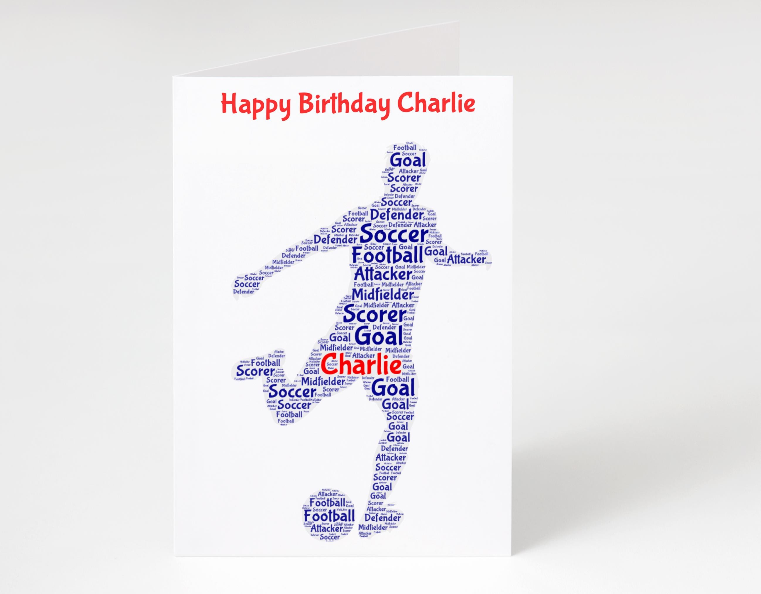 Personalised soccer birthday card, male, word art | Home Gift | soccer Cards | Personalised Family Gift | Family Illustration | Soccer