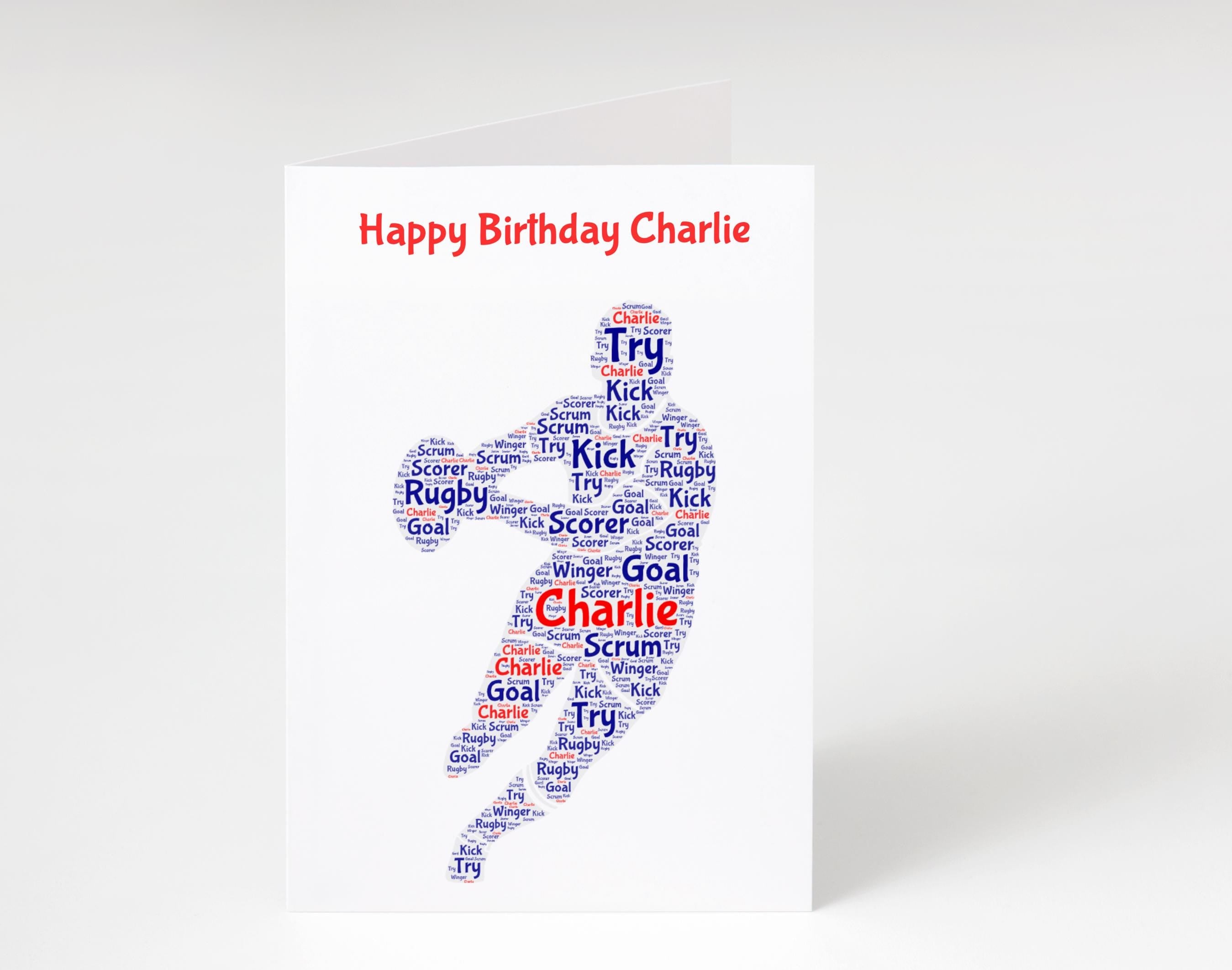 Personalised Rugby birthday card, word art | Home Gift | rugby Cards | Personalised Family Gift | Family Illustration | Rugby