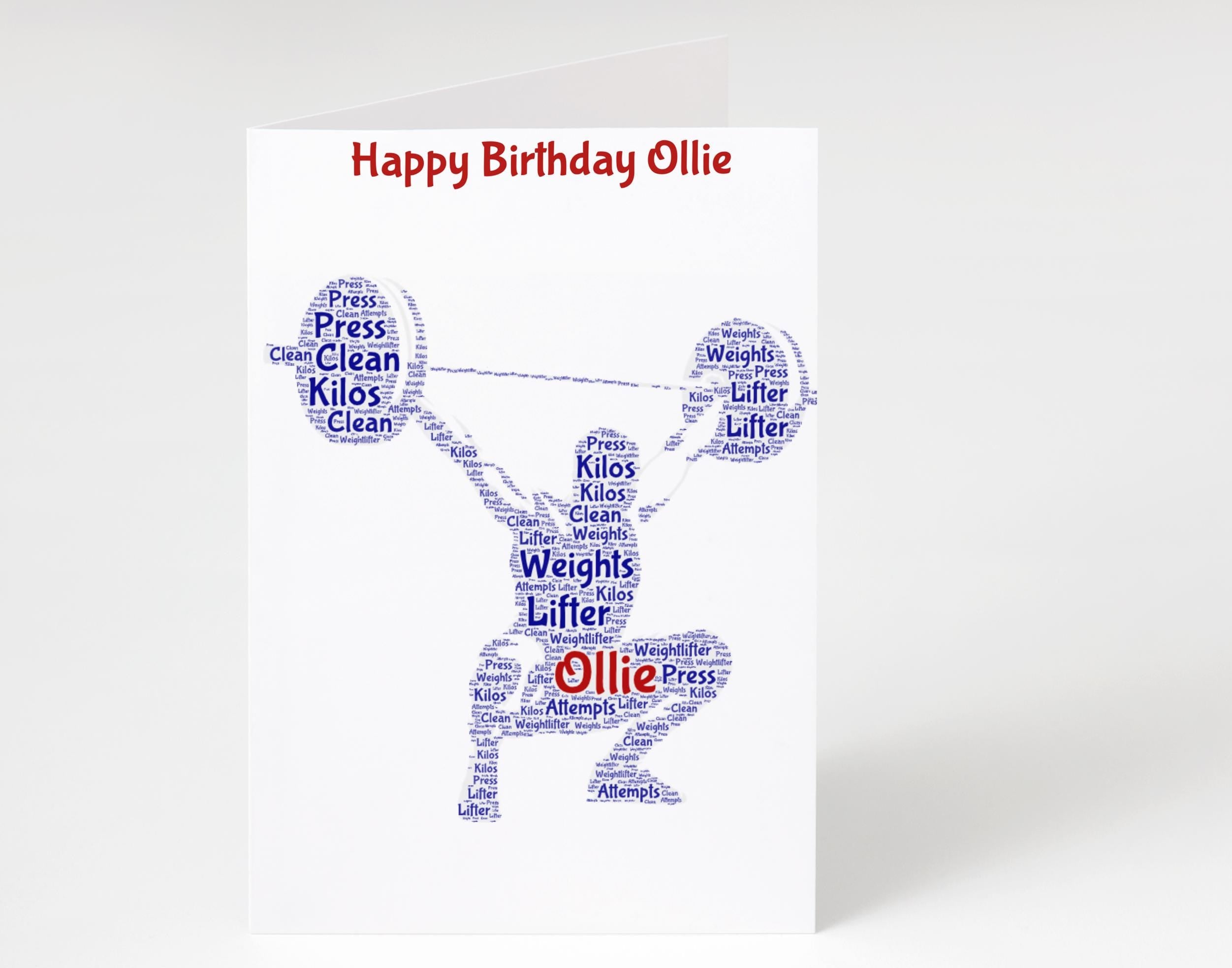 Personalised Weightlifter birthday card, word art | Home Gift | weight lifting Cards | Personalised Family Gift | Weights