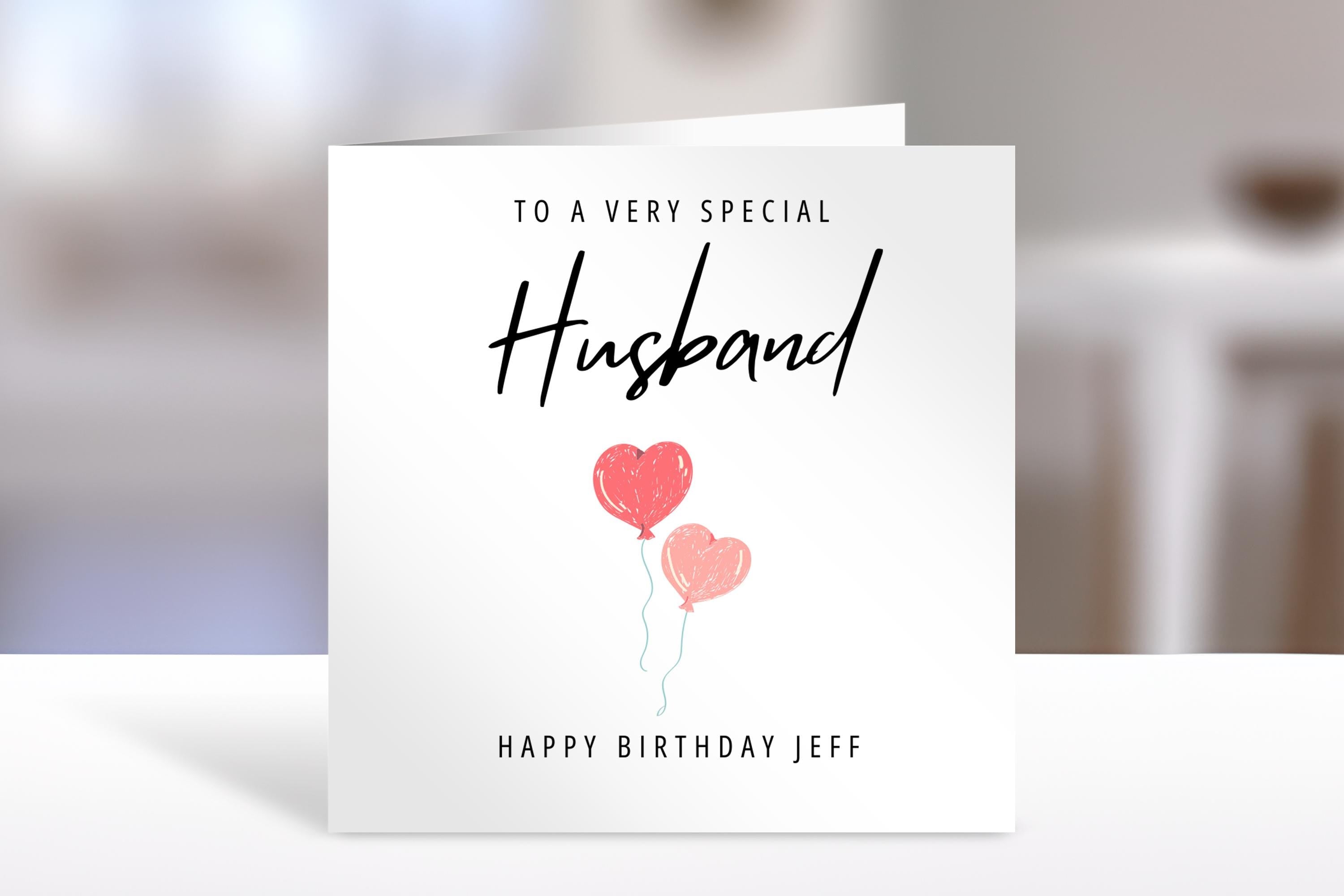 Personalised husband birthday card, balloons | husband Gift | greeting Cards | birthday card for husband