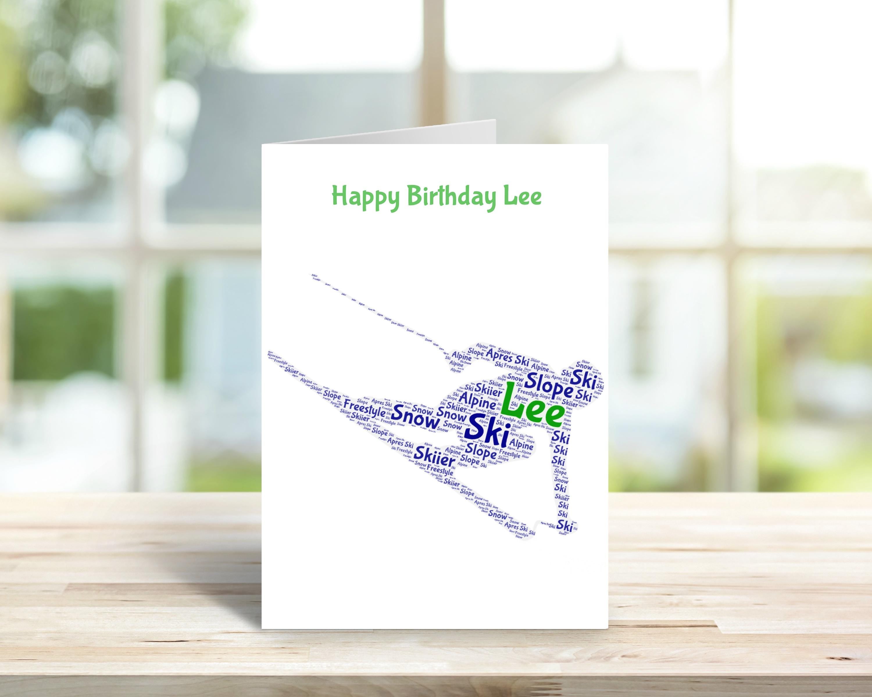 Personalised Ski birthday card, word art | Home Gift | Ski Cards | Personalised Family Gift | Skiing