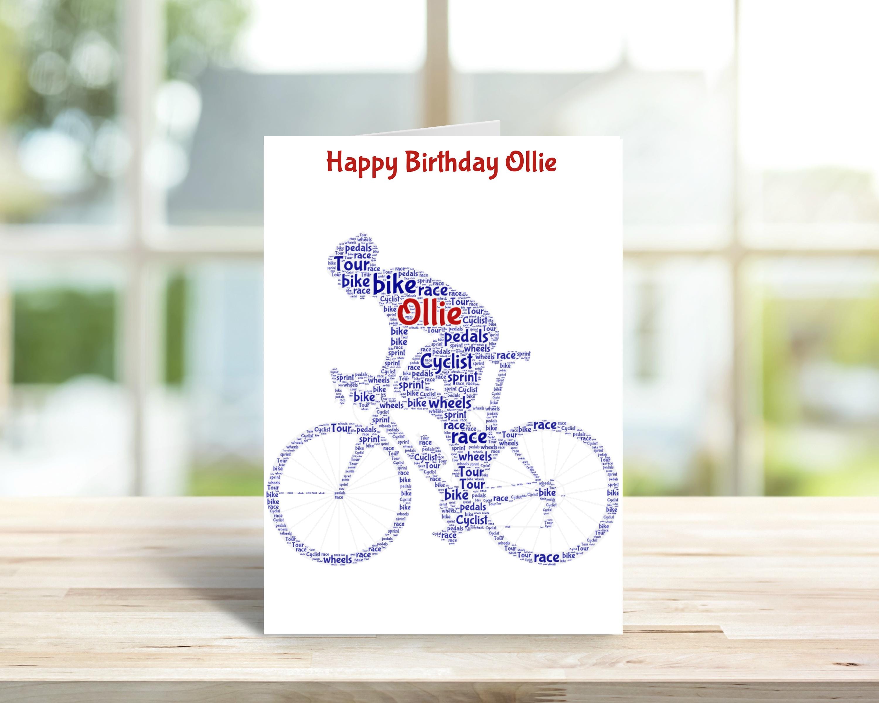 Personalised cyclist birthday card, male, word art | Home Gift | cycling Cards | Personalised Family Gift | Cyclist