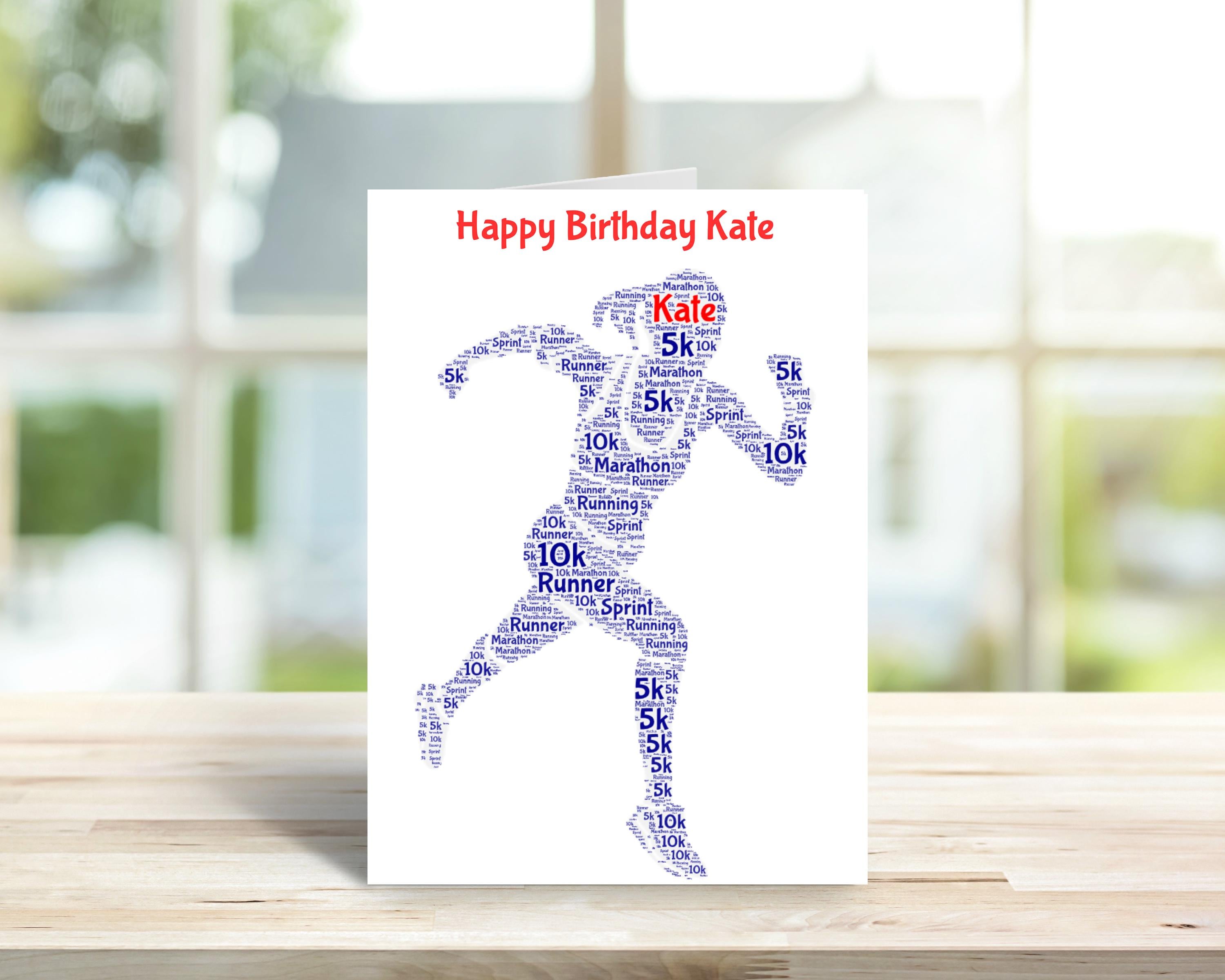 Personalised Runner birthday card, female version, word art | Home Gift | running Cards | Personalised Family Gift | Marathon