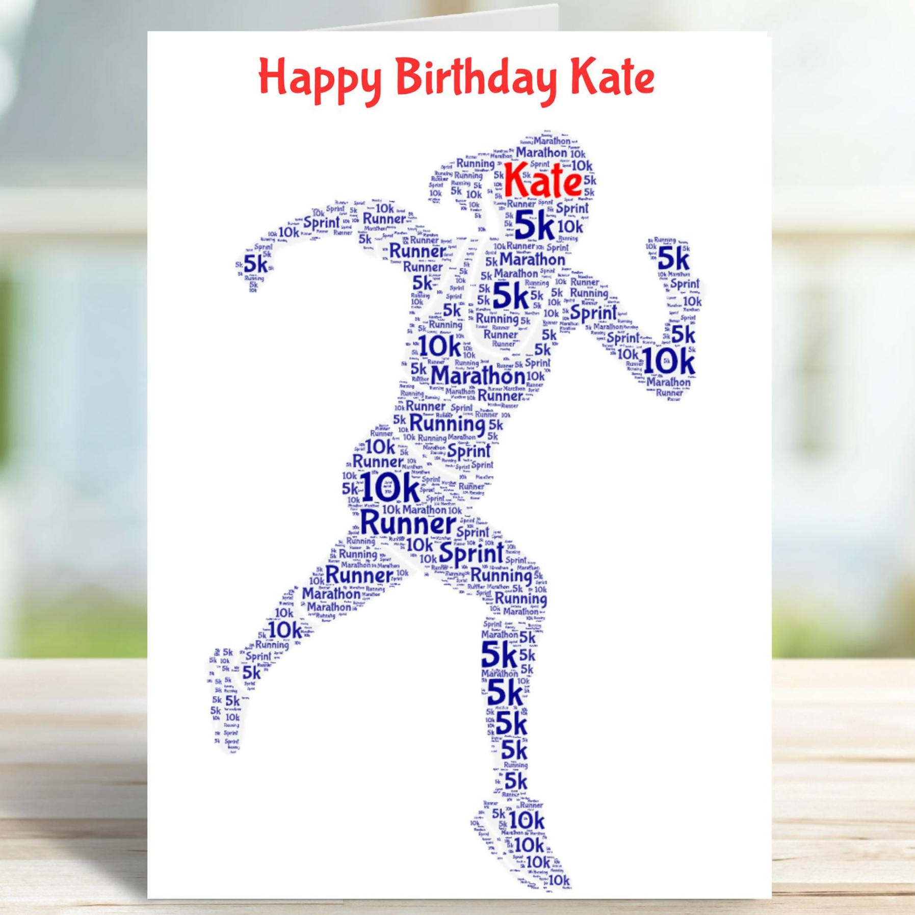 Personalised Runner birthday card,  female version