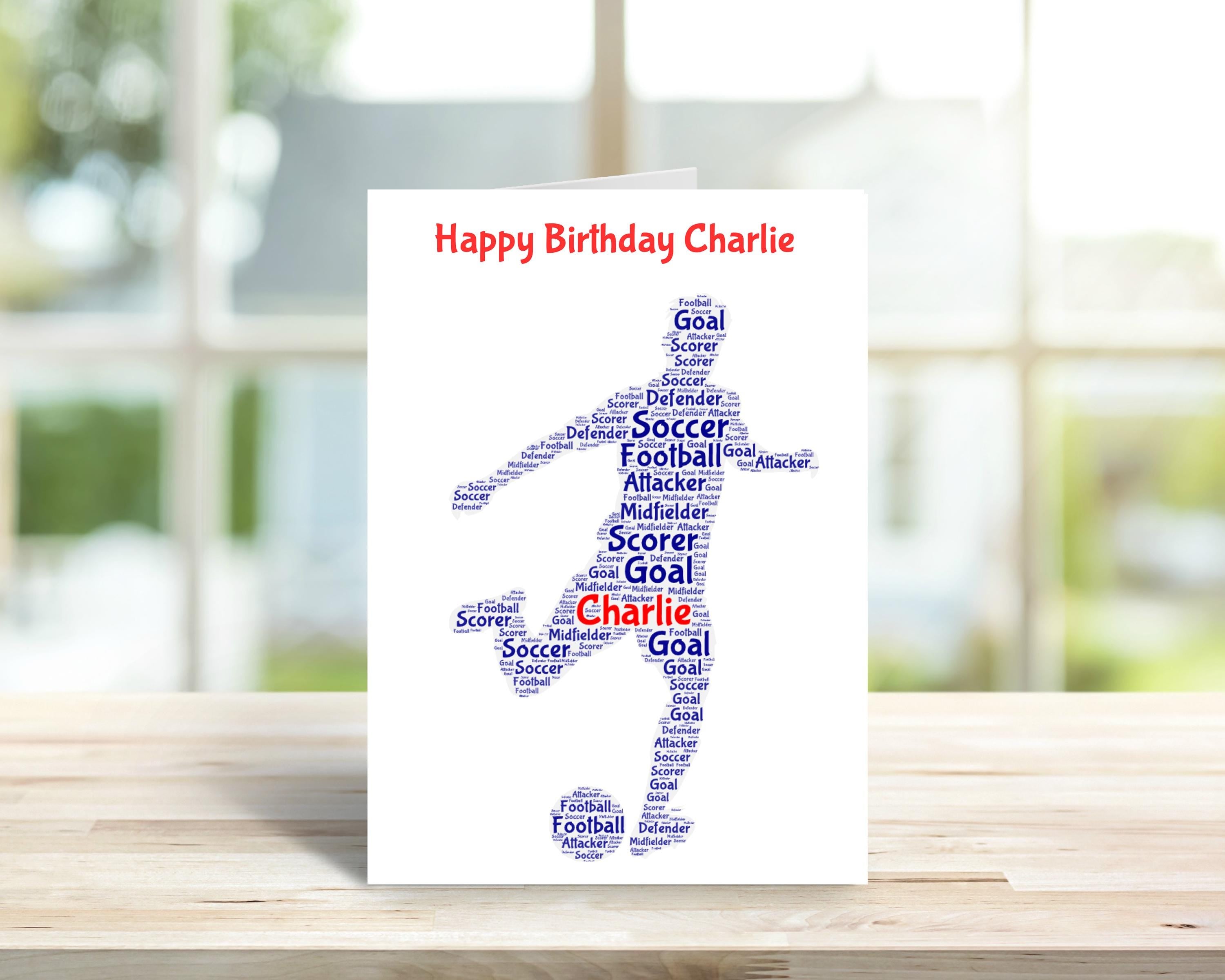 Personalised soccer birthday card, male, word art | Home Gift | soccer Cards | Personalised Family Gift | Soccer