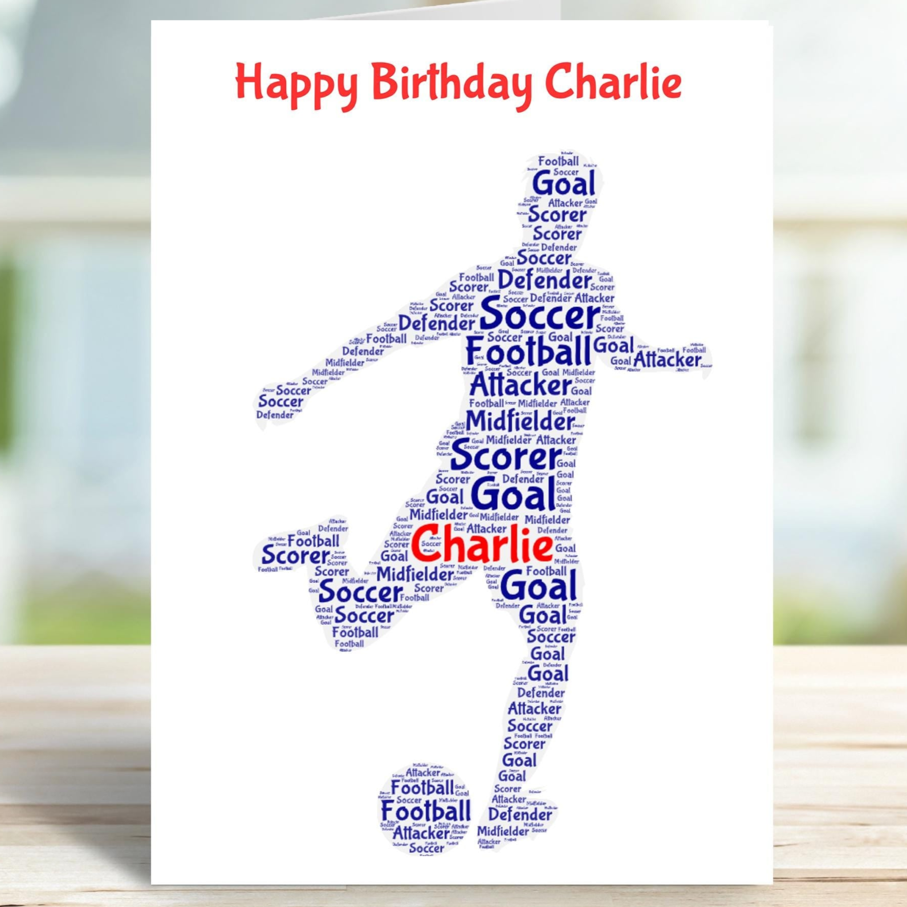 Personalised soccer  birthday card, male