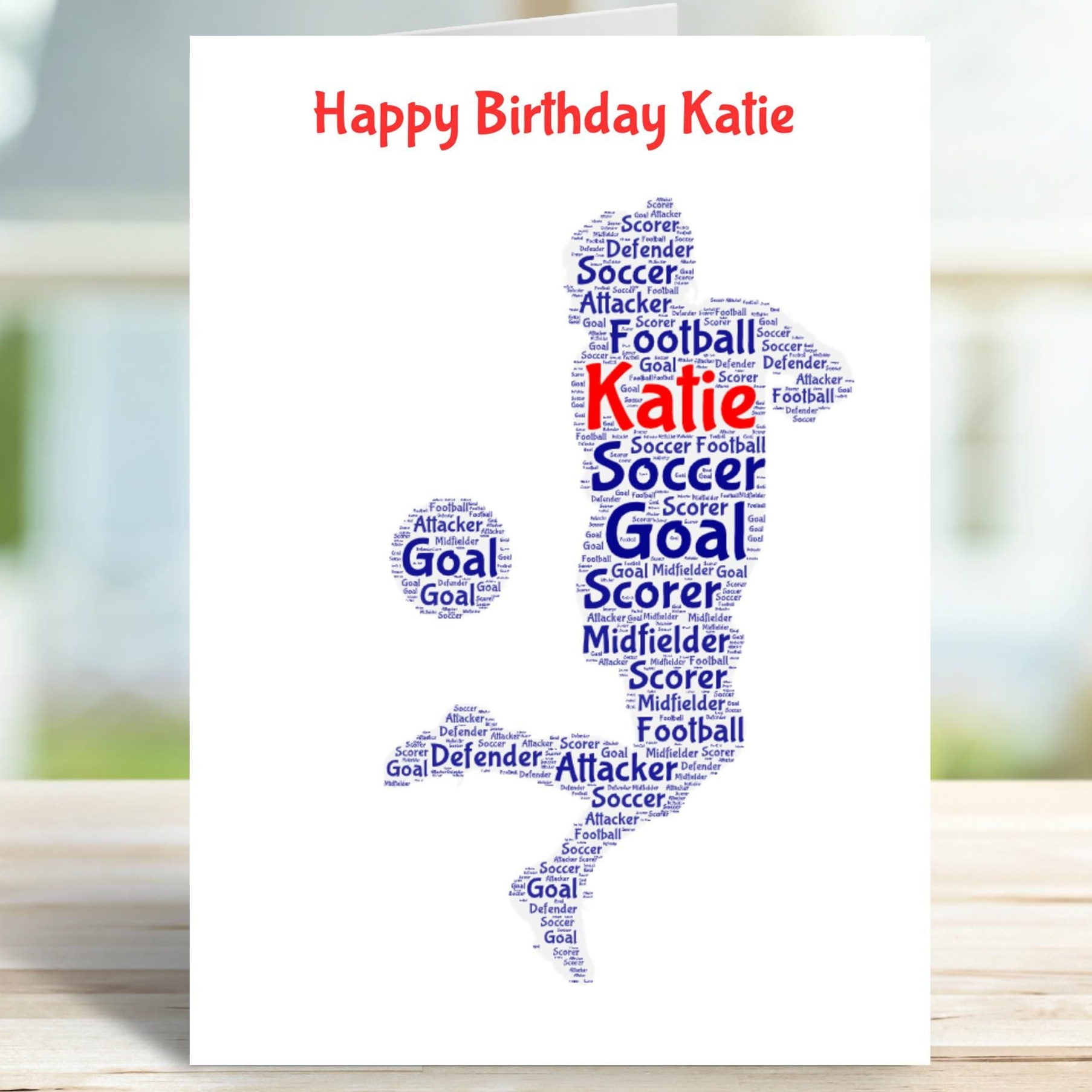 Personalised girls soccer birthday card