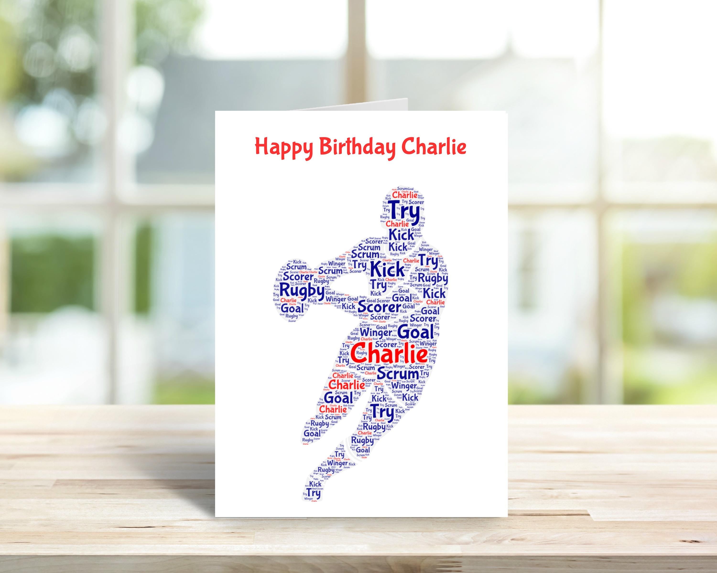 Personalised Rugby birthday card, word art | Home Gift | rugby Cards | Personalised Family Gift | Family Illustration | Rugby