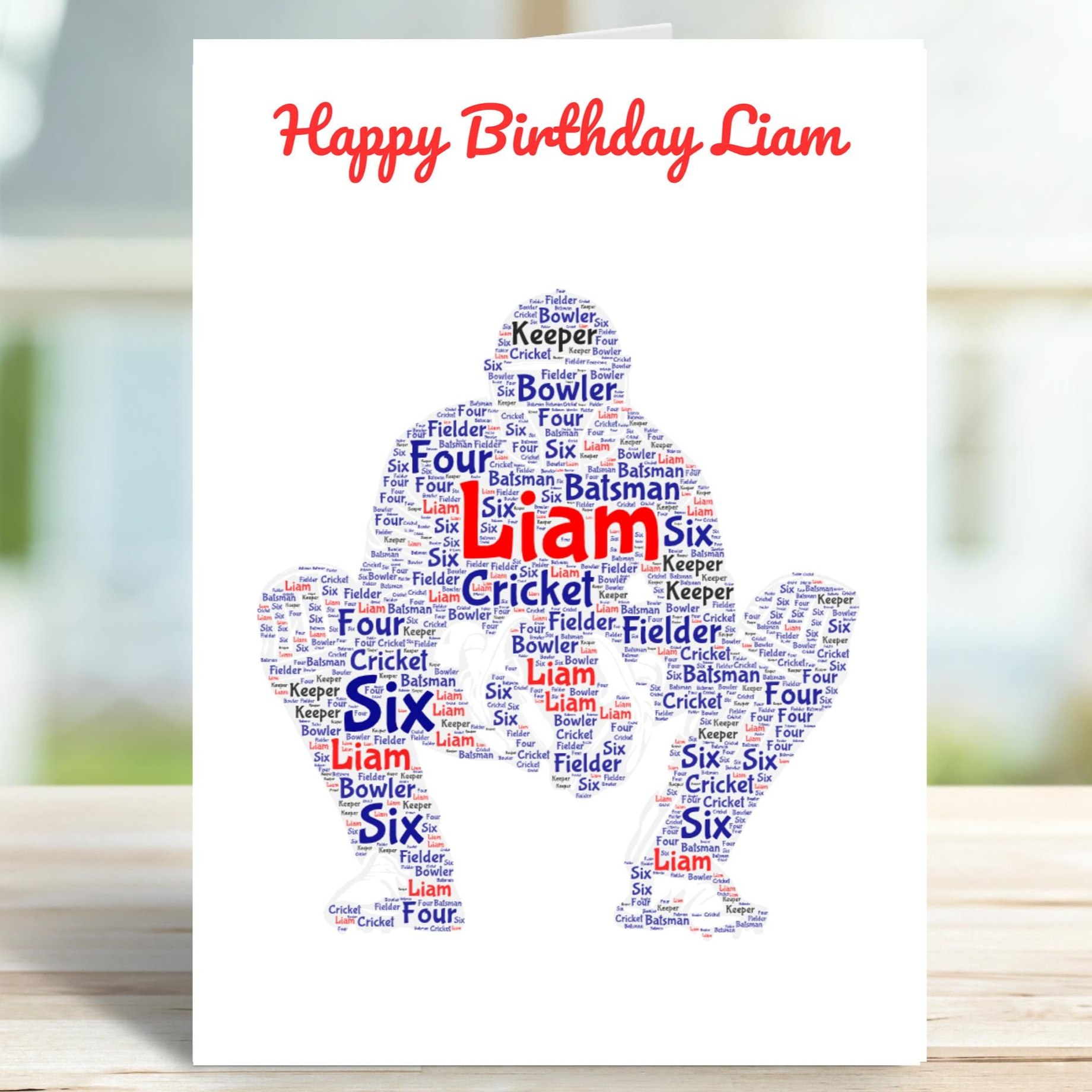 Personalised Cricket birthday card, wicket keeper version