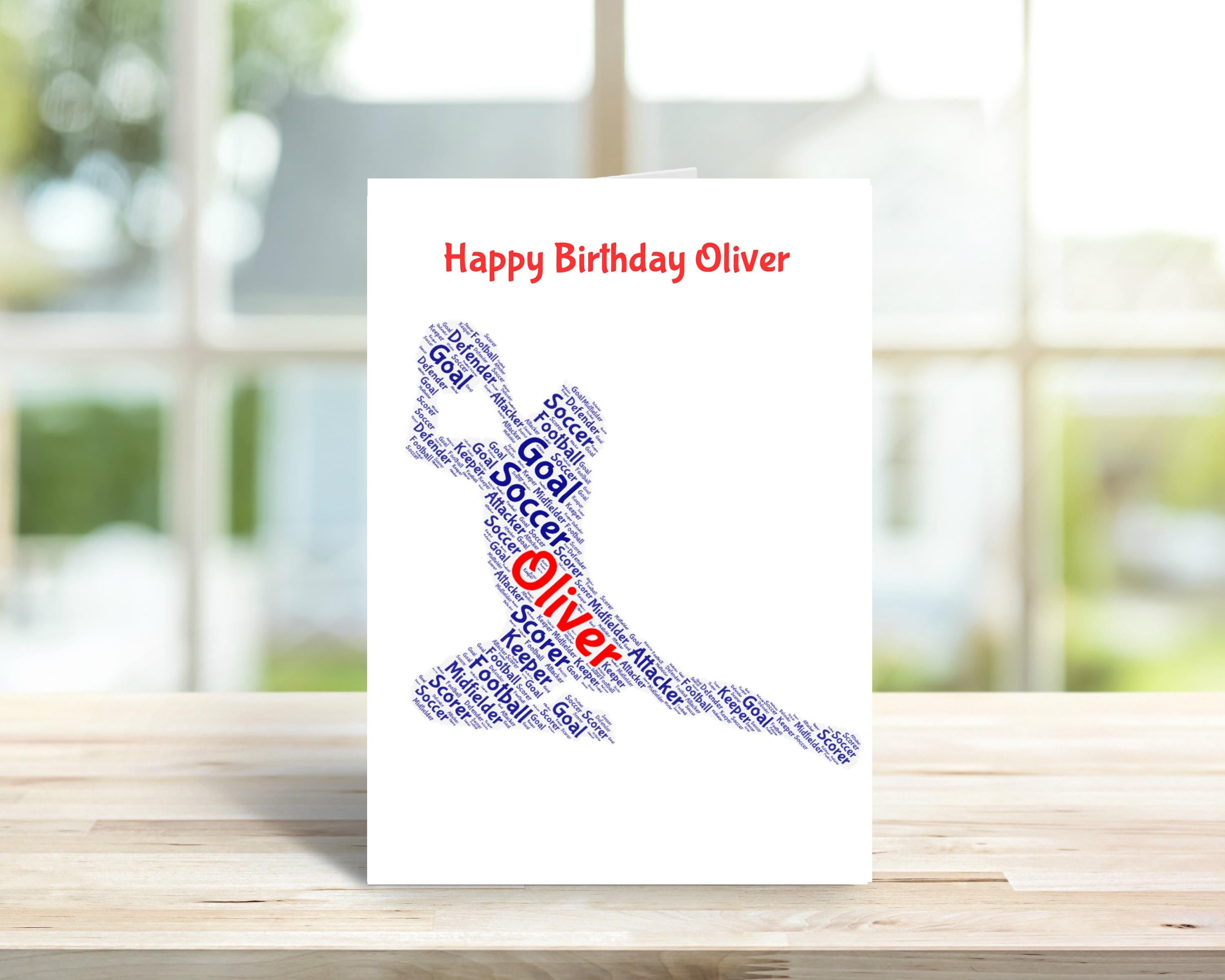 Personalised soccer goalkeeper birthday card, male, word art | Home Gift | soccer Cards | Personalised Family Gift | Soccer