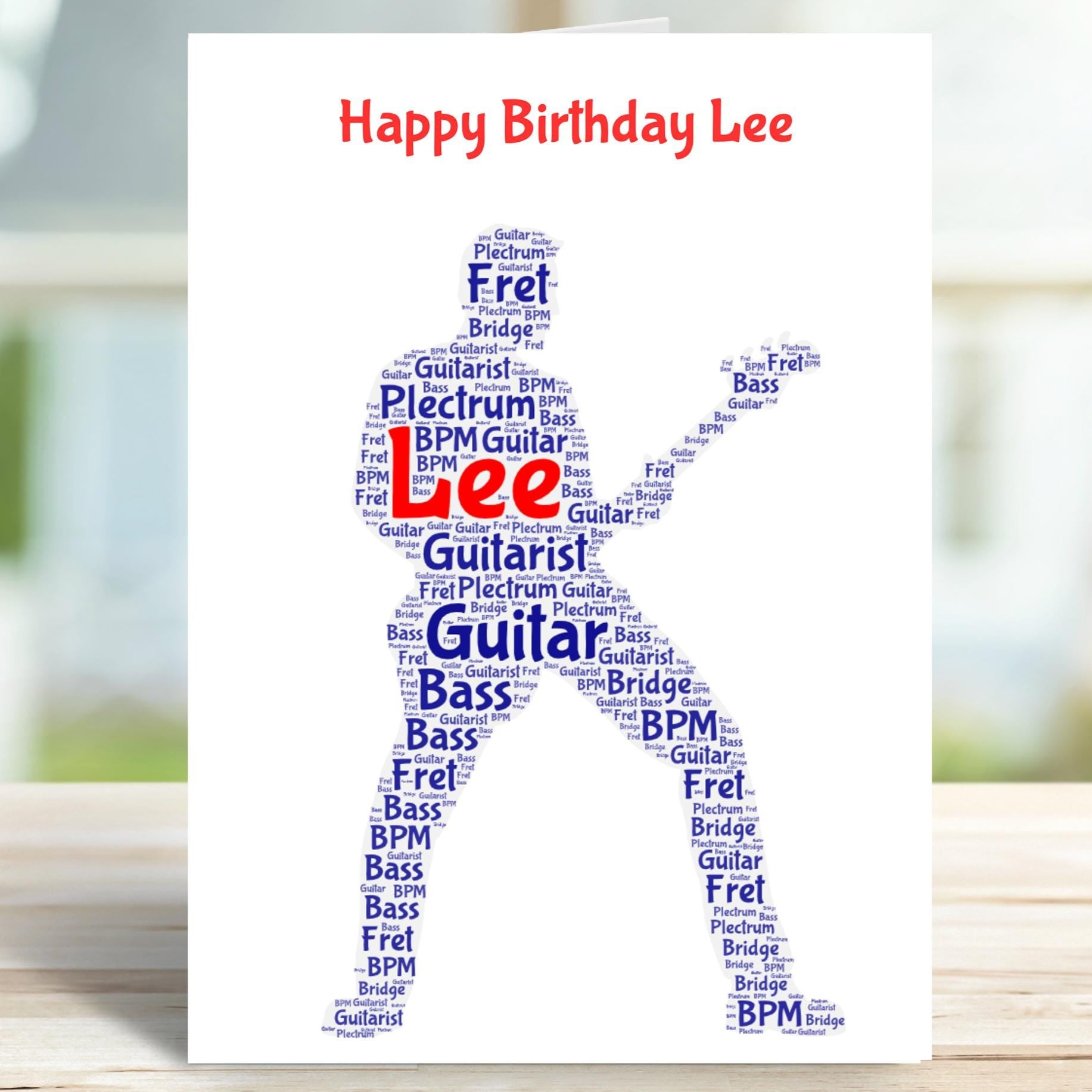 Personalised Guitarist birthday card