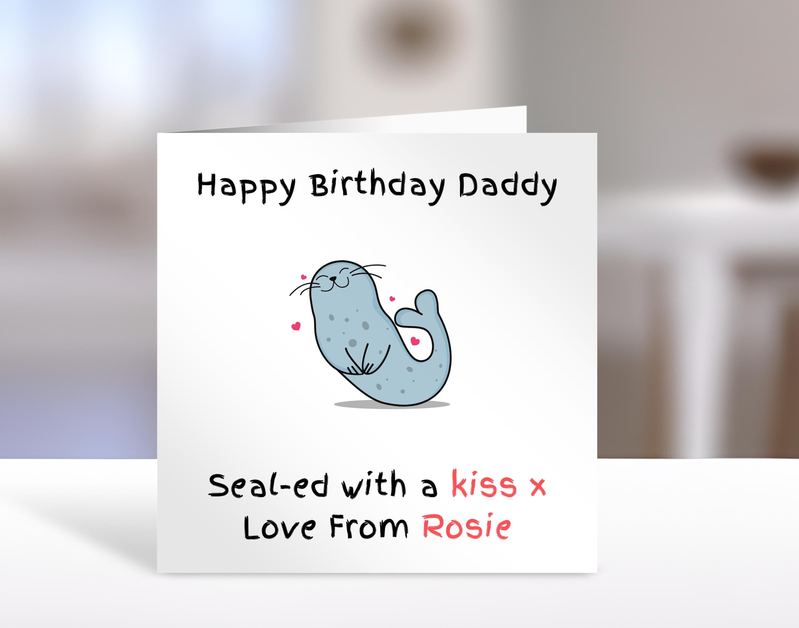 Personalised Daddy birthday card, sealed with a kiss, | Home Gift | greeting Cards | birthday card for Daddy