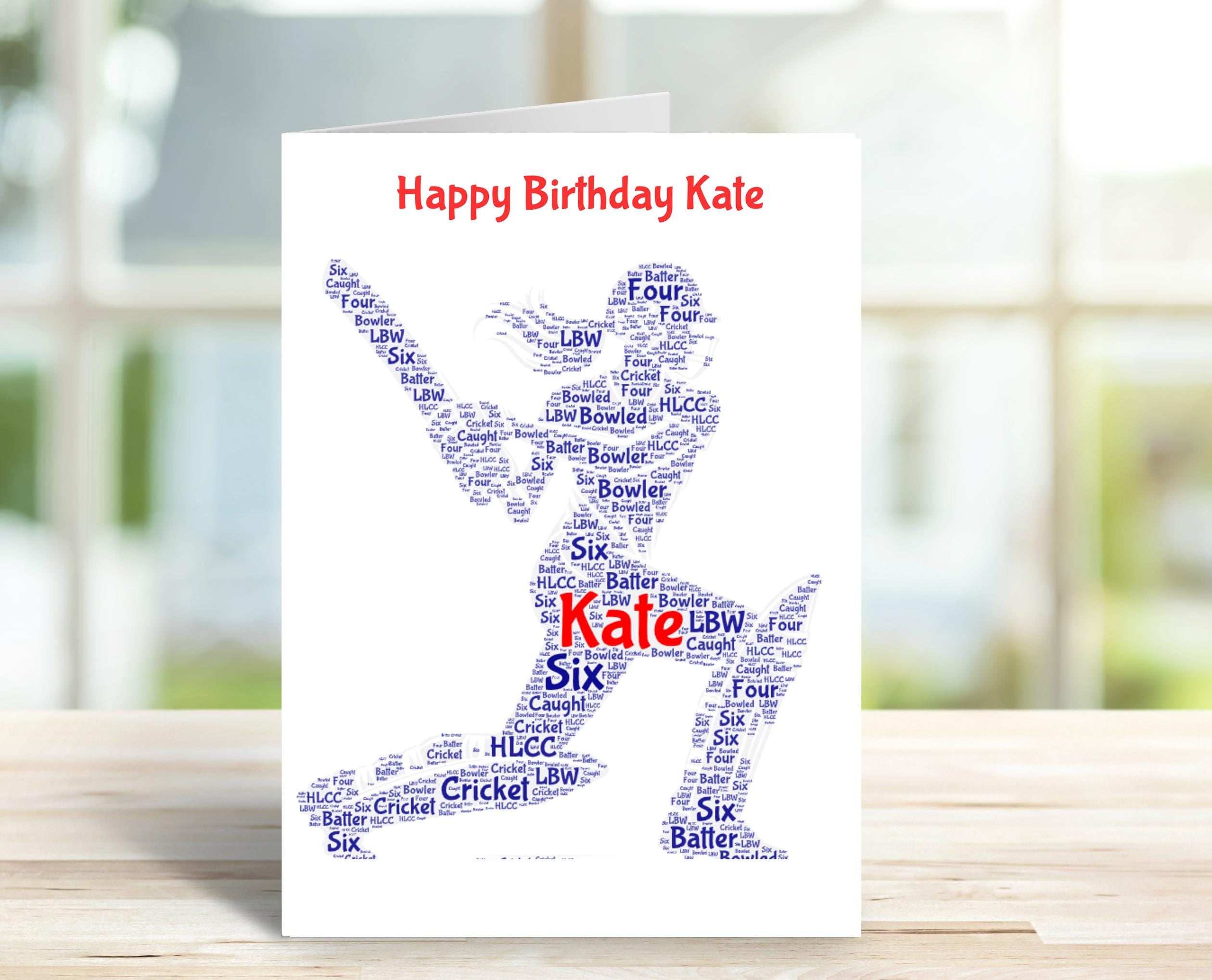 Personalised Cricket birthday card, female batter| Home Gift | cricket Cards | Personalised Family Gift | Family Illustration | Cricket