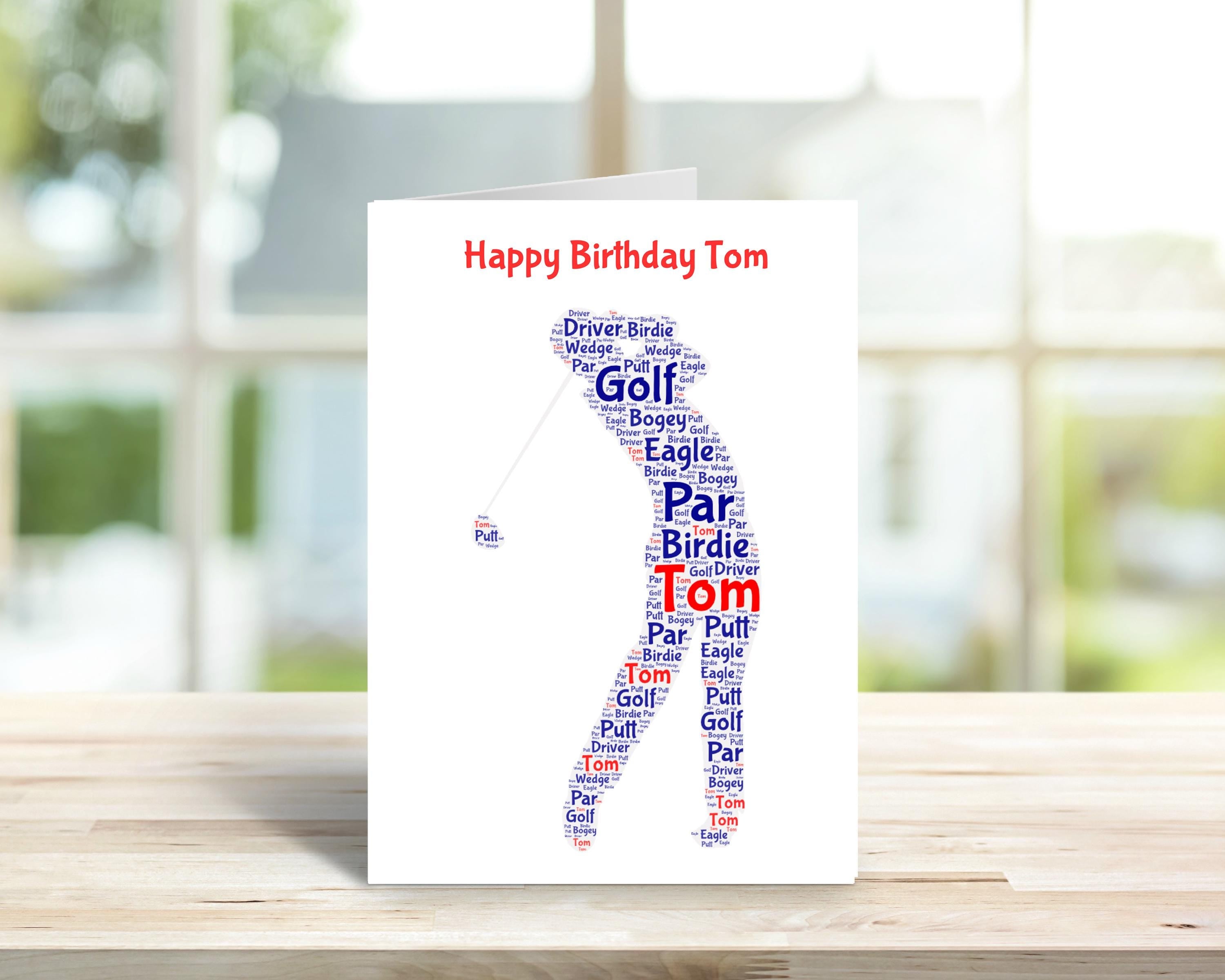 Personalised Golf birthday card, male golfer| Home Gift | golf Cards | Personalised Family Gift | Family Illustration | Golf