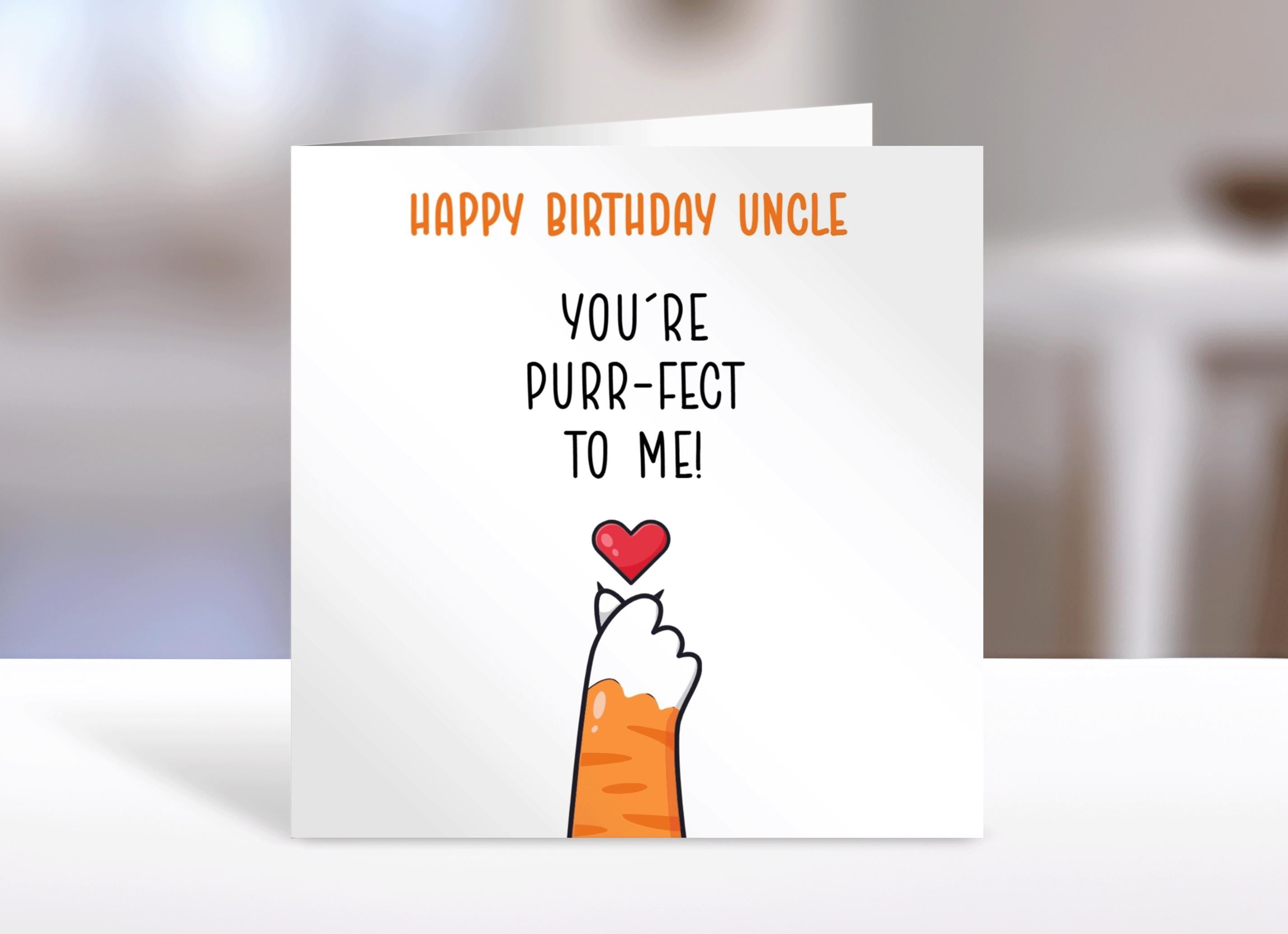 Personalised Uncle birthday card, you're purrfect | Home Gift | greeting Cards | birthday card for Uncle