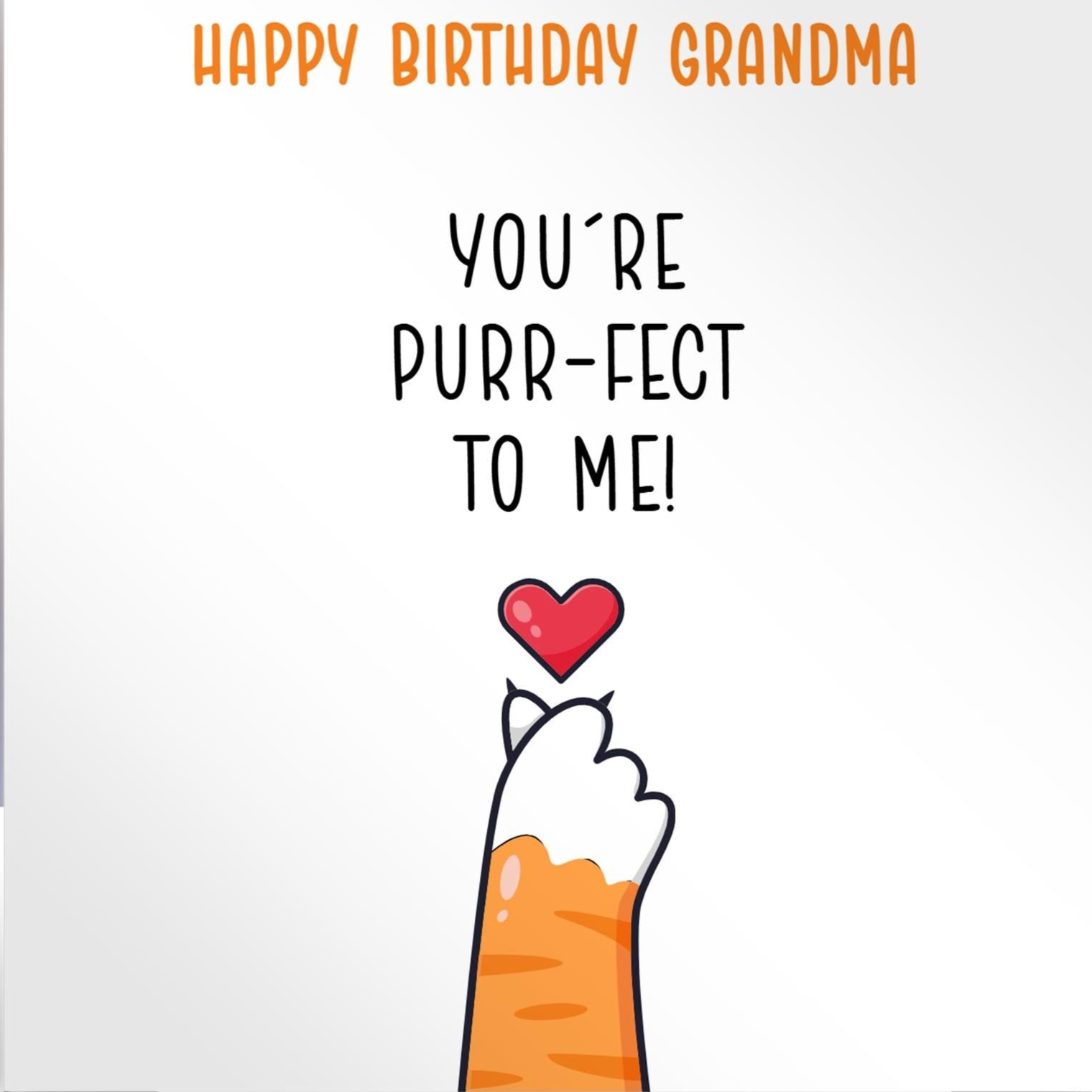 Personalised Grandma birthday card,  purrfect to me