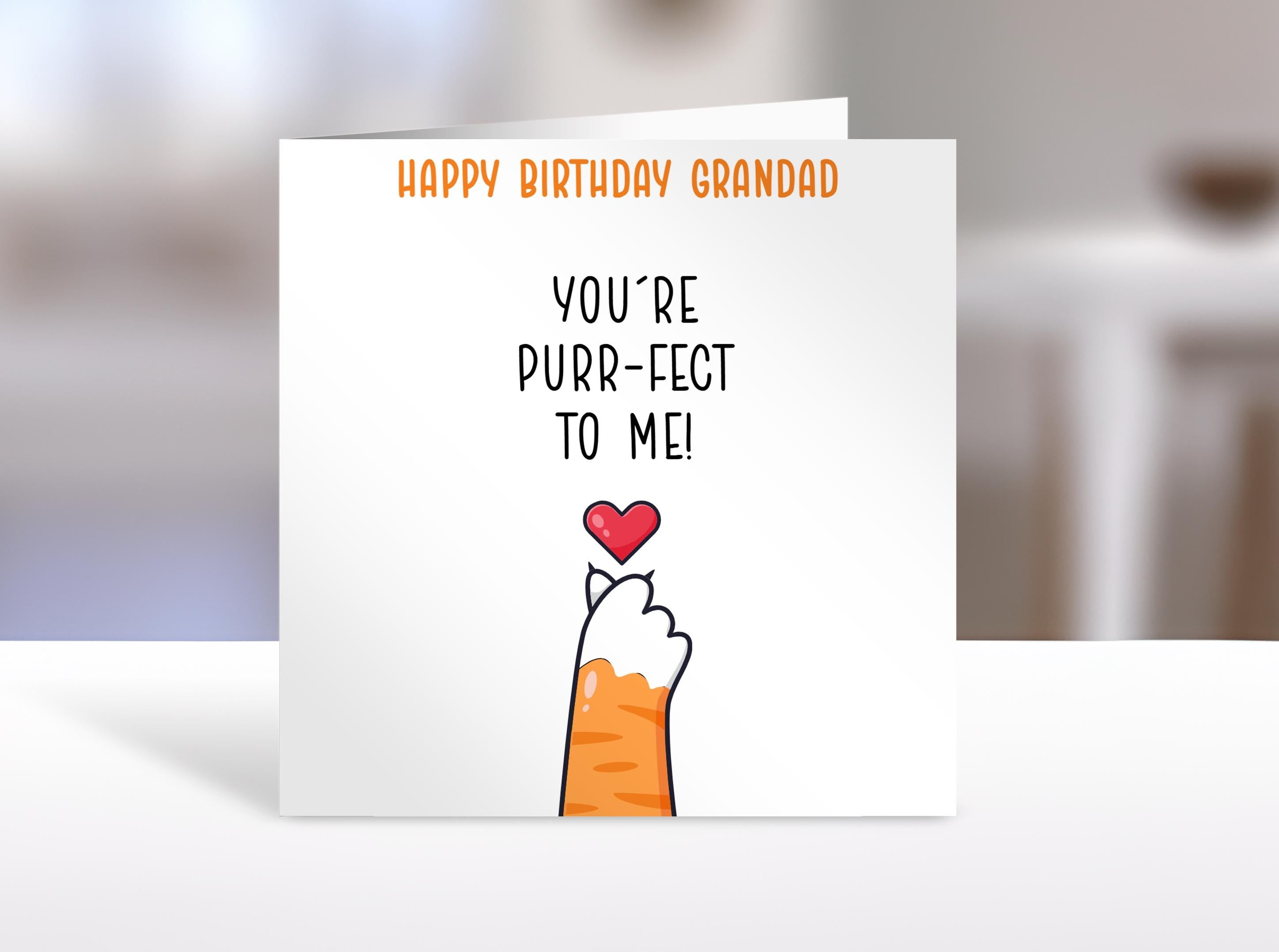 Personalised Grandad birthday card, purrfect to me | Home Gift | greeting Cards | birthday card for Grandad