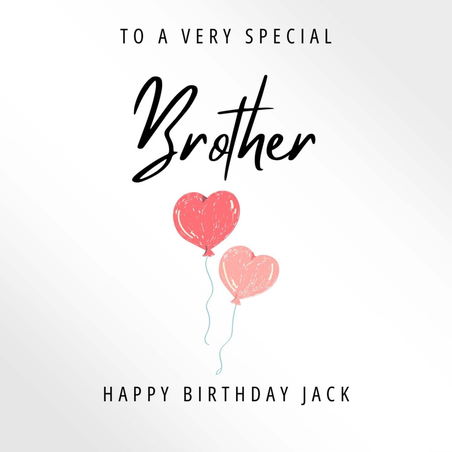 Personalised Brother birthday card,  balloons