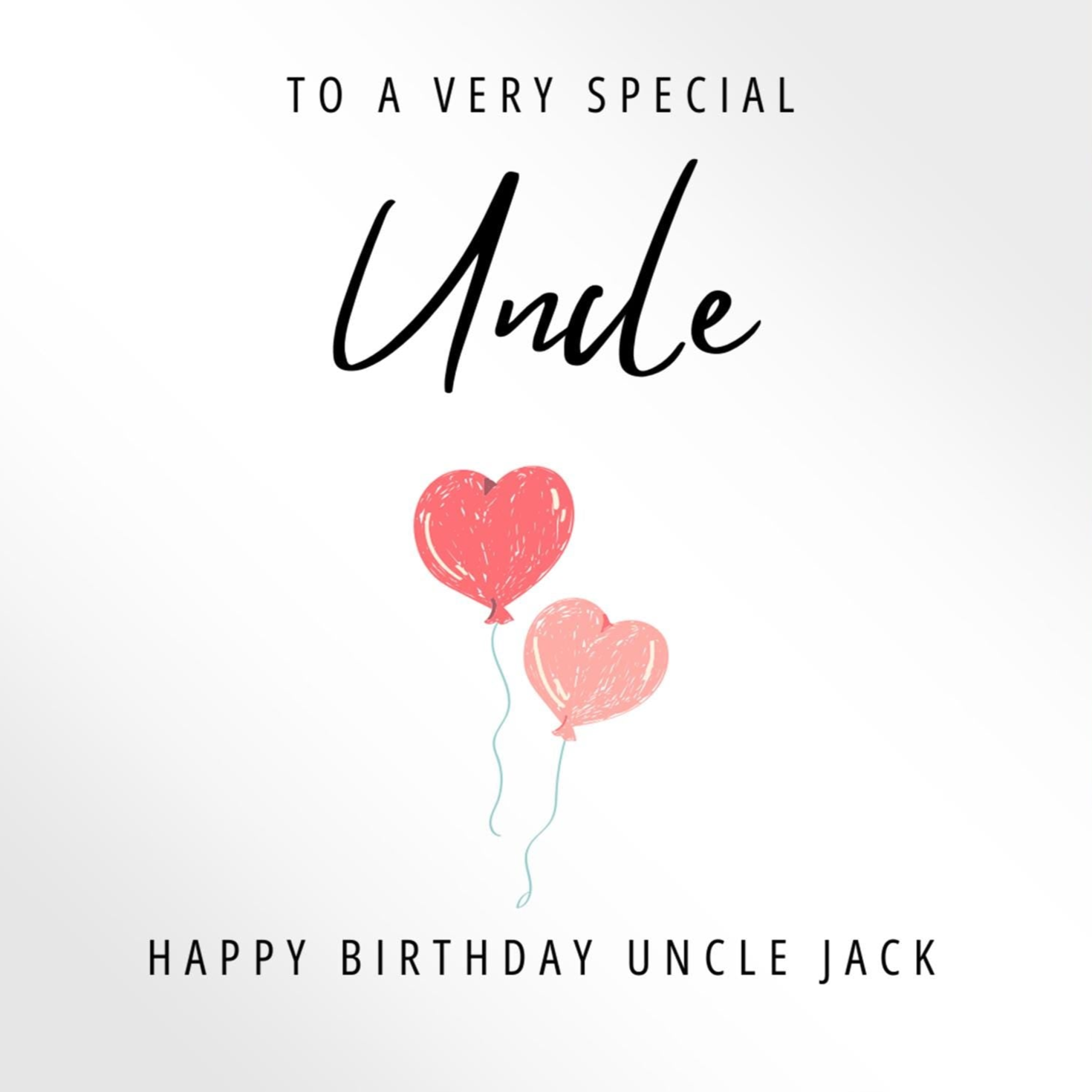 Personalised Uncle birthday card,  balloons