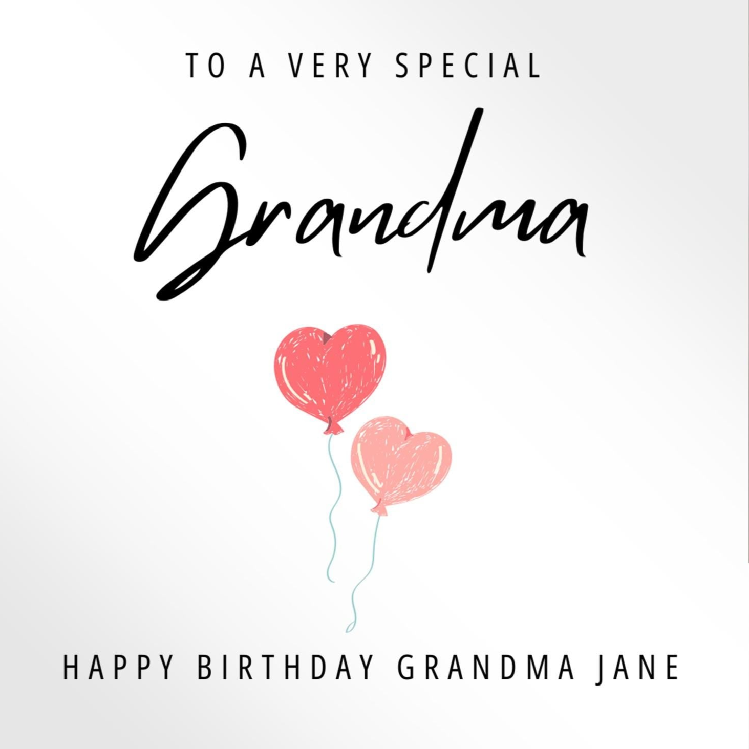 Personalised Grandma birthday card,  balloons