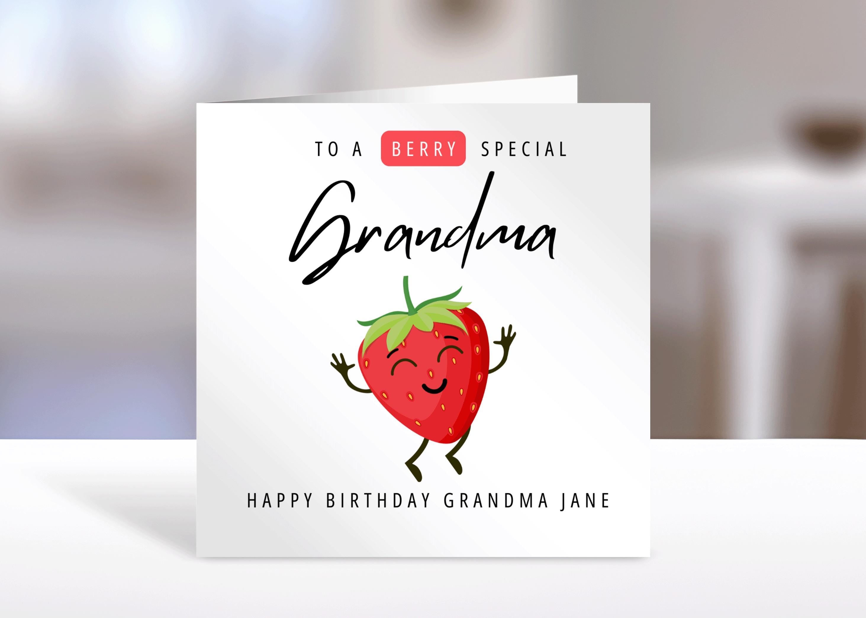 Personalised Grandma birthday card, strawberry | grandma Gift | greeting Cards | birthday card for grandma