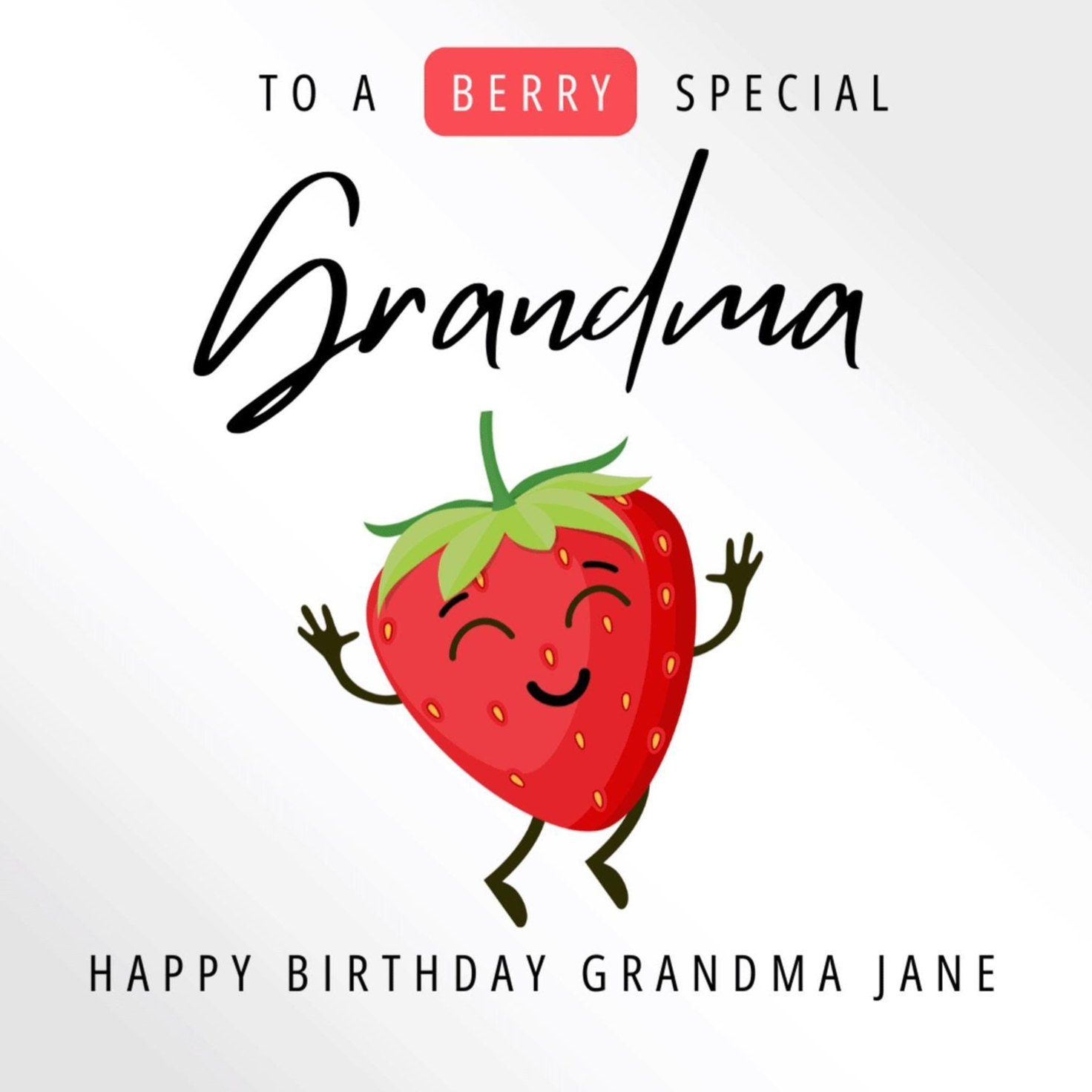 Personalised Grandma birthday card,  strawberry