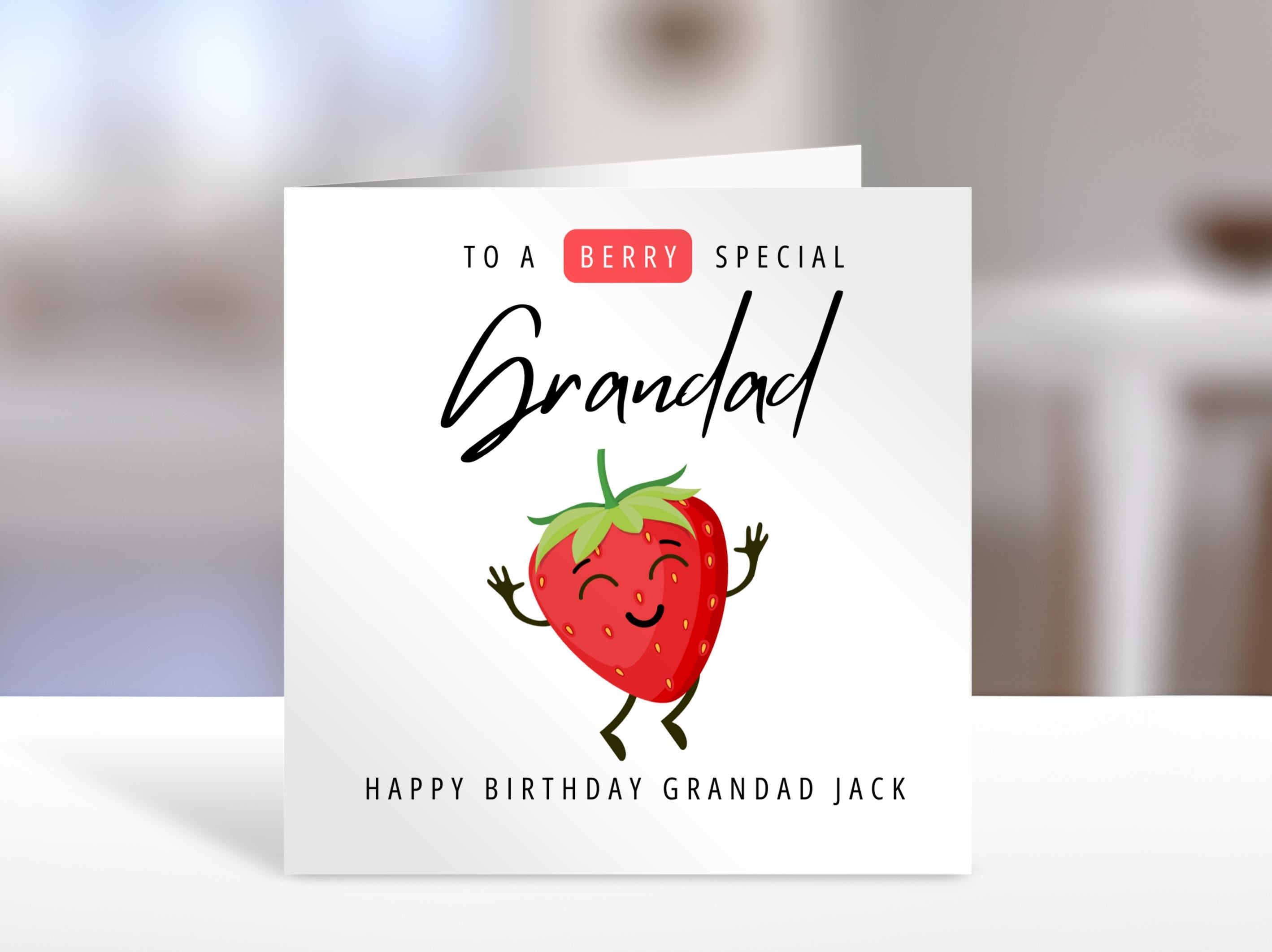 Personalised Grandad birthday card, strawberry | grandad Gift | greeting Cards | birthday card for grandad