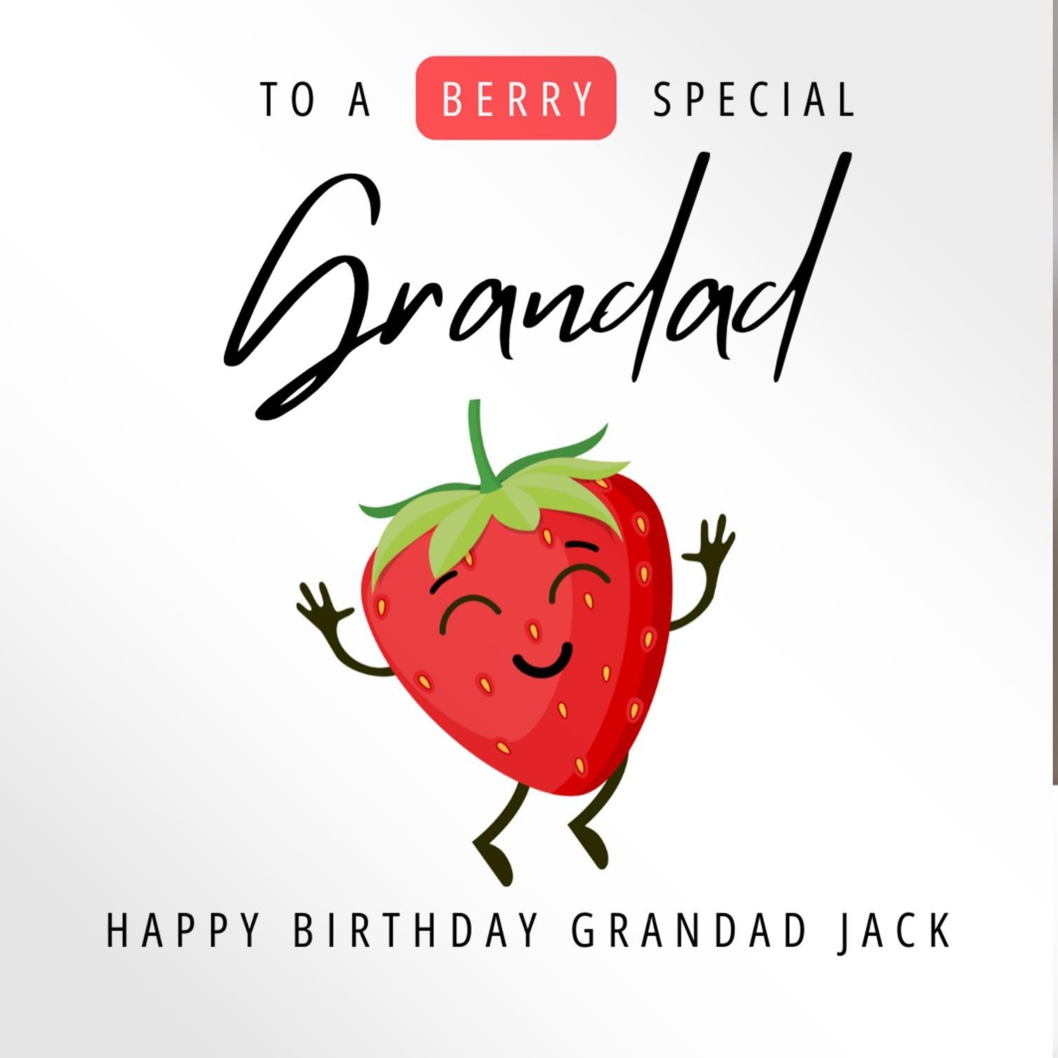 Personalised Grandad birthday card,  strawberry