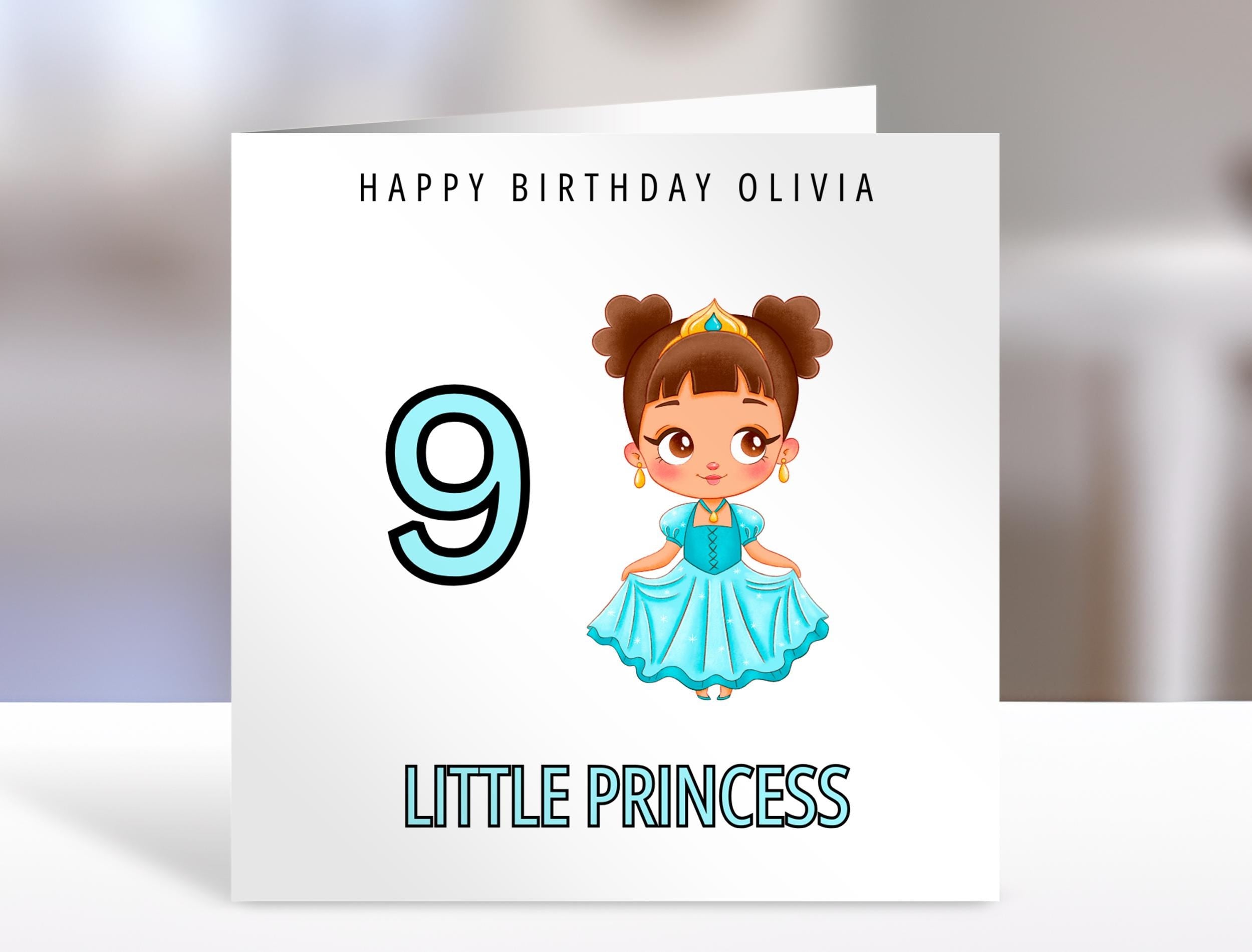 Birthday Card for Little Princess, Custom Age & Name - Perfect for 6th, 7th, 8th, 9th Birthdays, Unique Keepsake