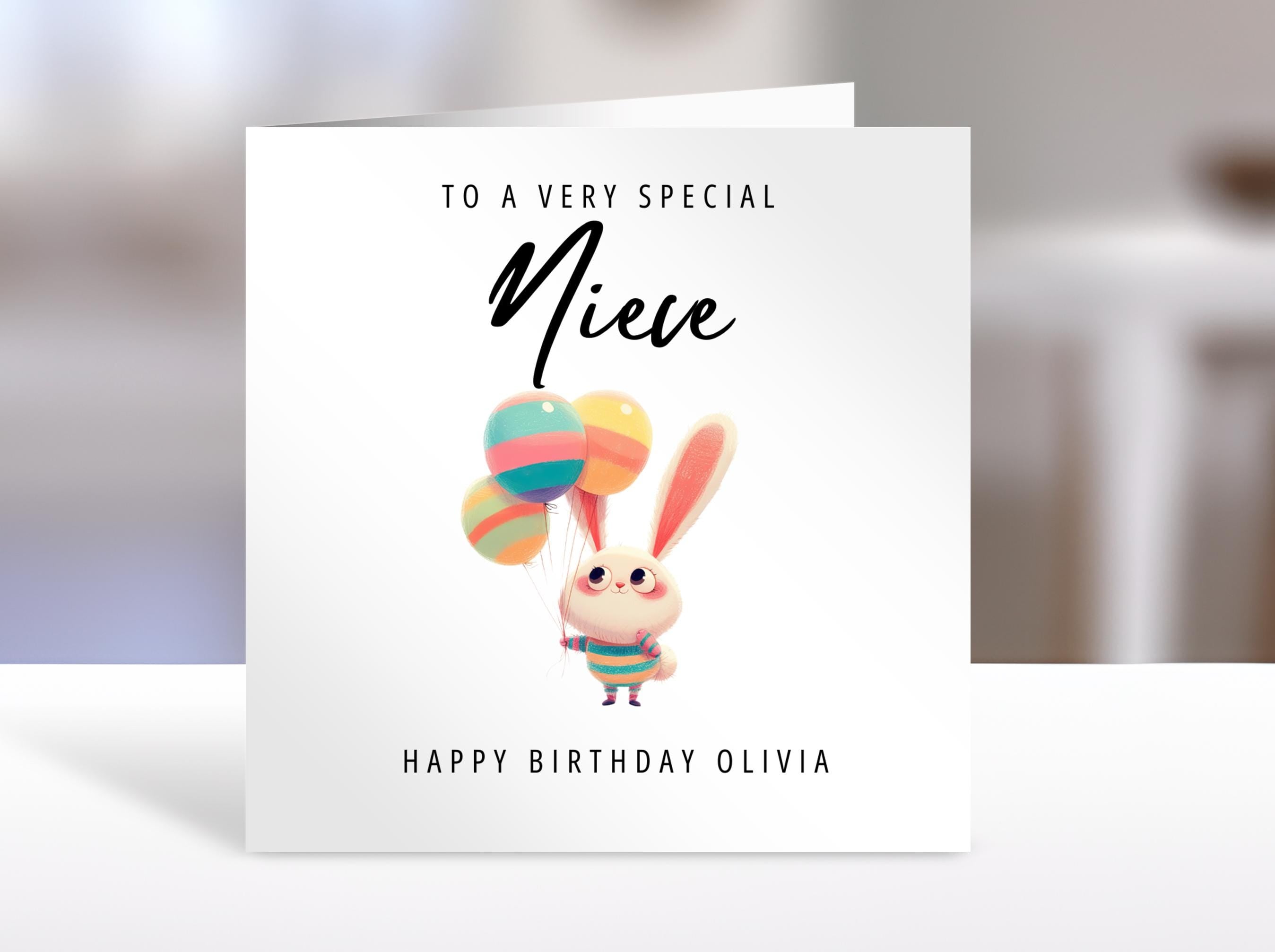 Birthday Card for Niece | Personalised Rainbow Design | Unique Greeting Card Gift | Special Niece Birthday Celebration