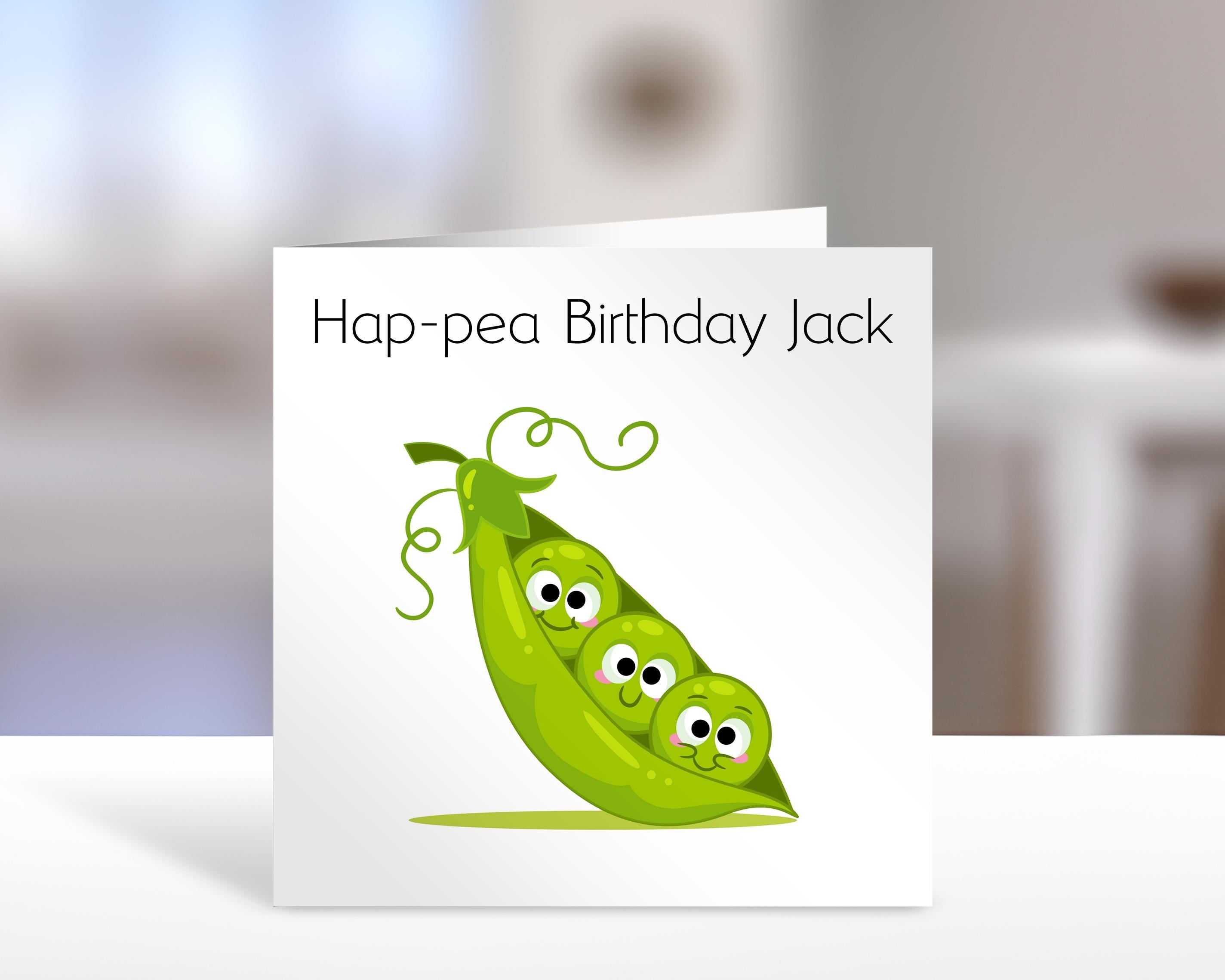 Birthday Card - Hap-pea Design | Cute Greeting Cards for Kids & Personalized Birthday Gift Idea for Children