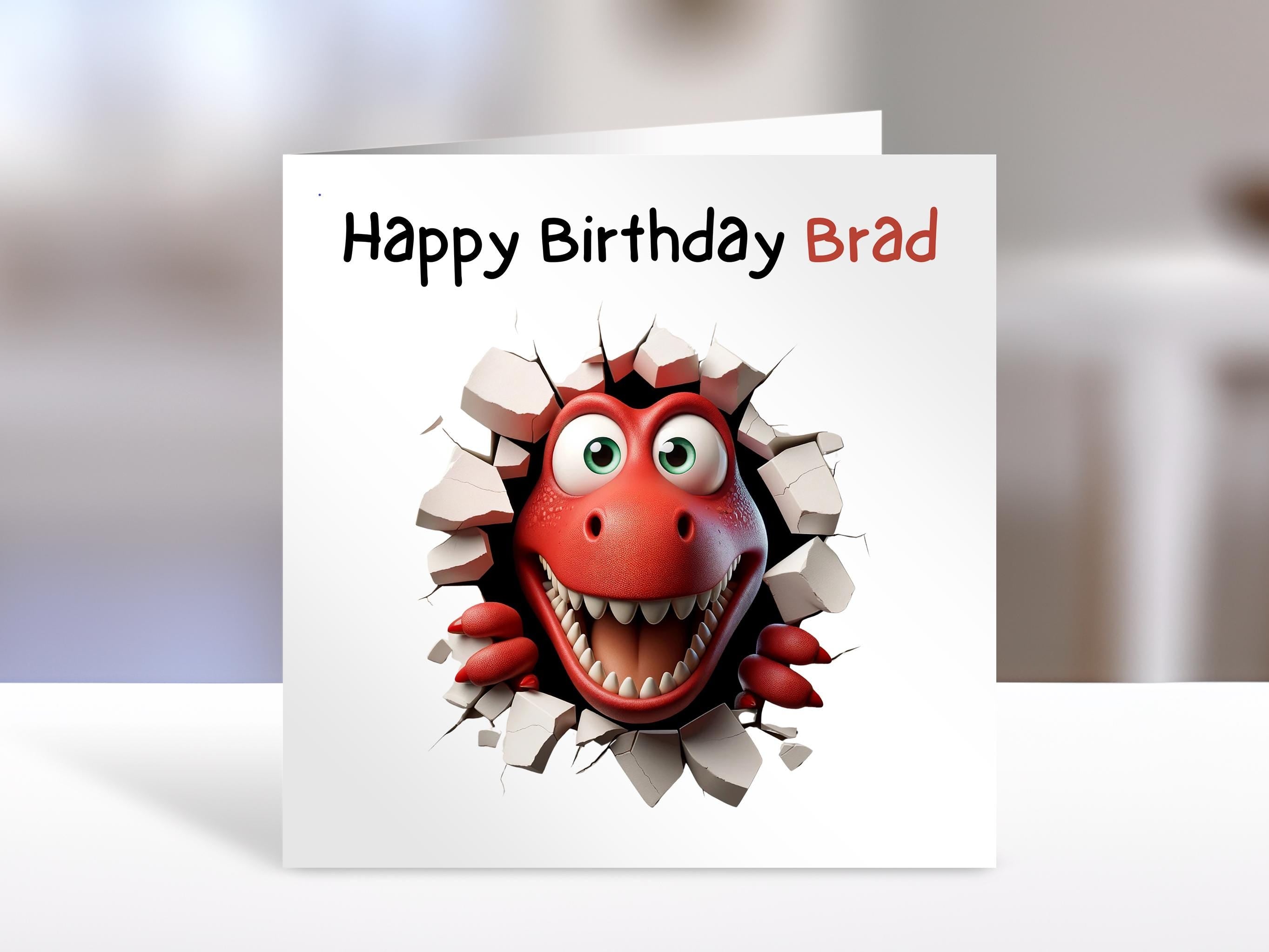 Birthday Card - Dinosaur peeking Design | Cute Greeting Cards for Kids | Birthday Gift Idea for Children, personalised