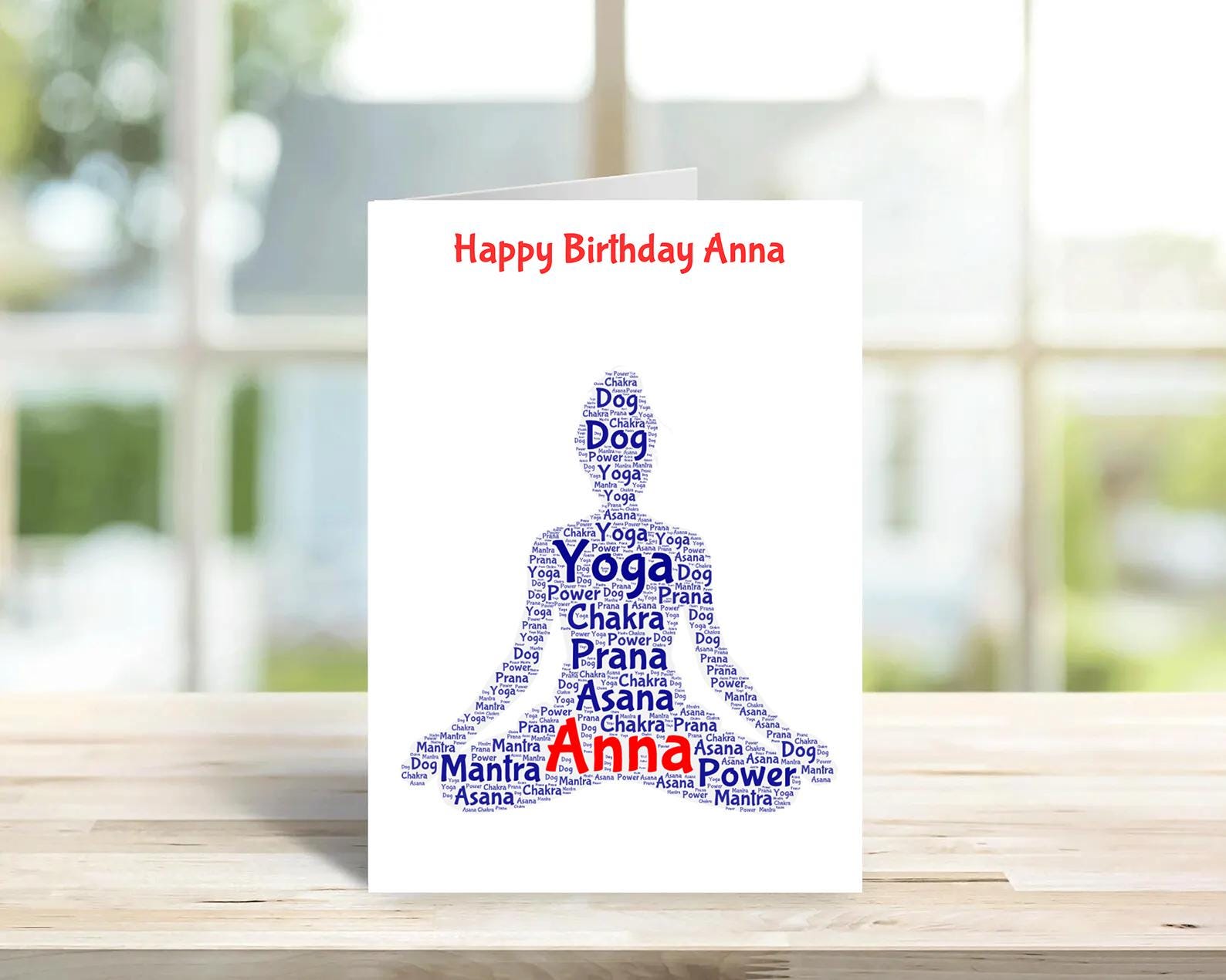 Personalised Yoga birthday card, word art | Home Gift | yoga Cards | Personalised Family Gift | Yoga