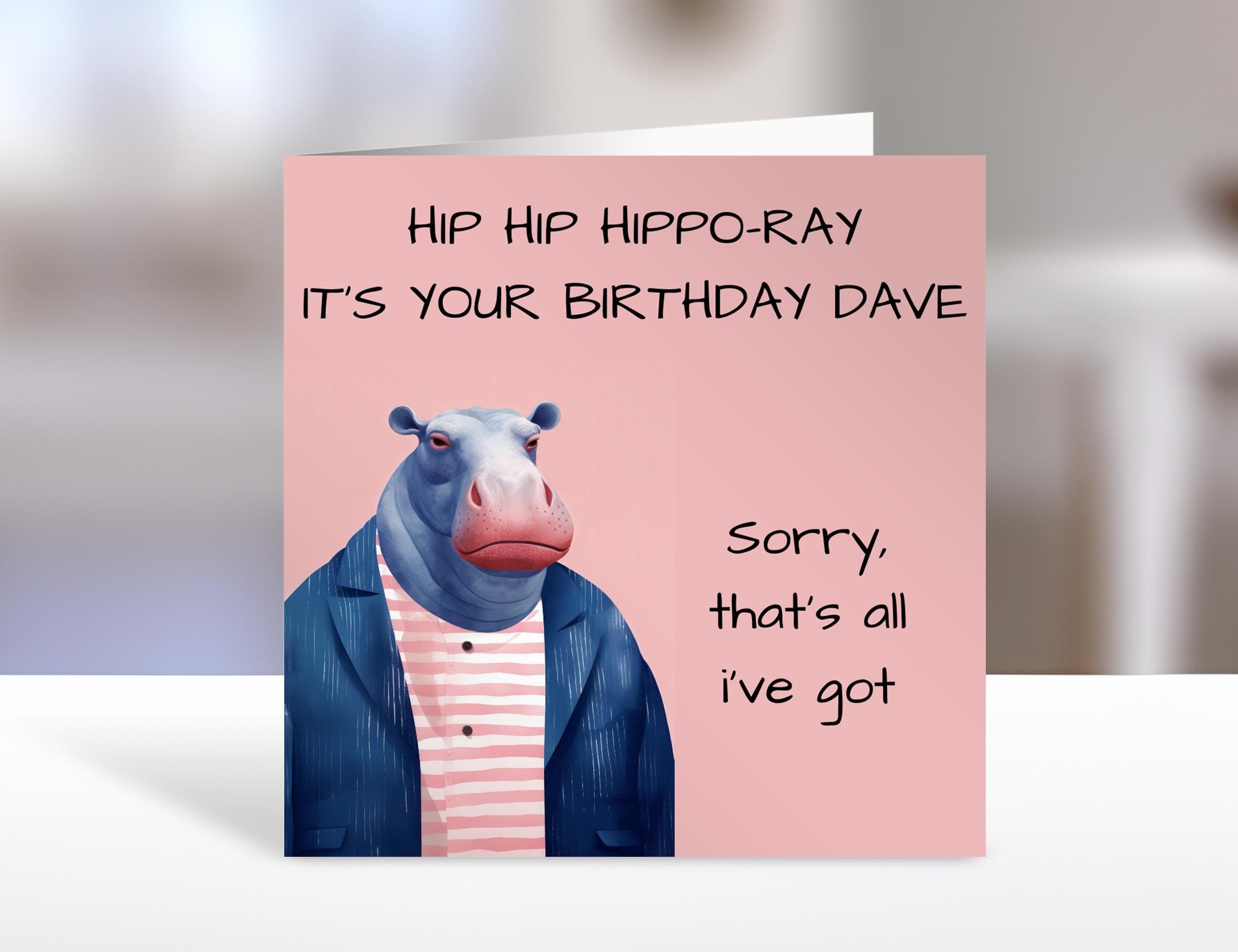 Birthday Card - hippo Design | Cute Greeting Cards | Birthday Gift Idea for friends, personalised