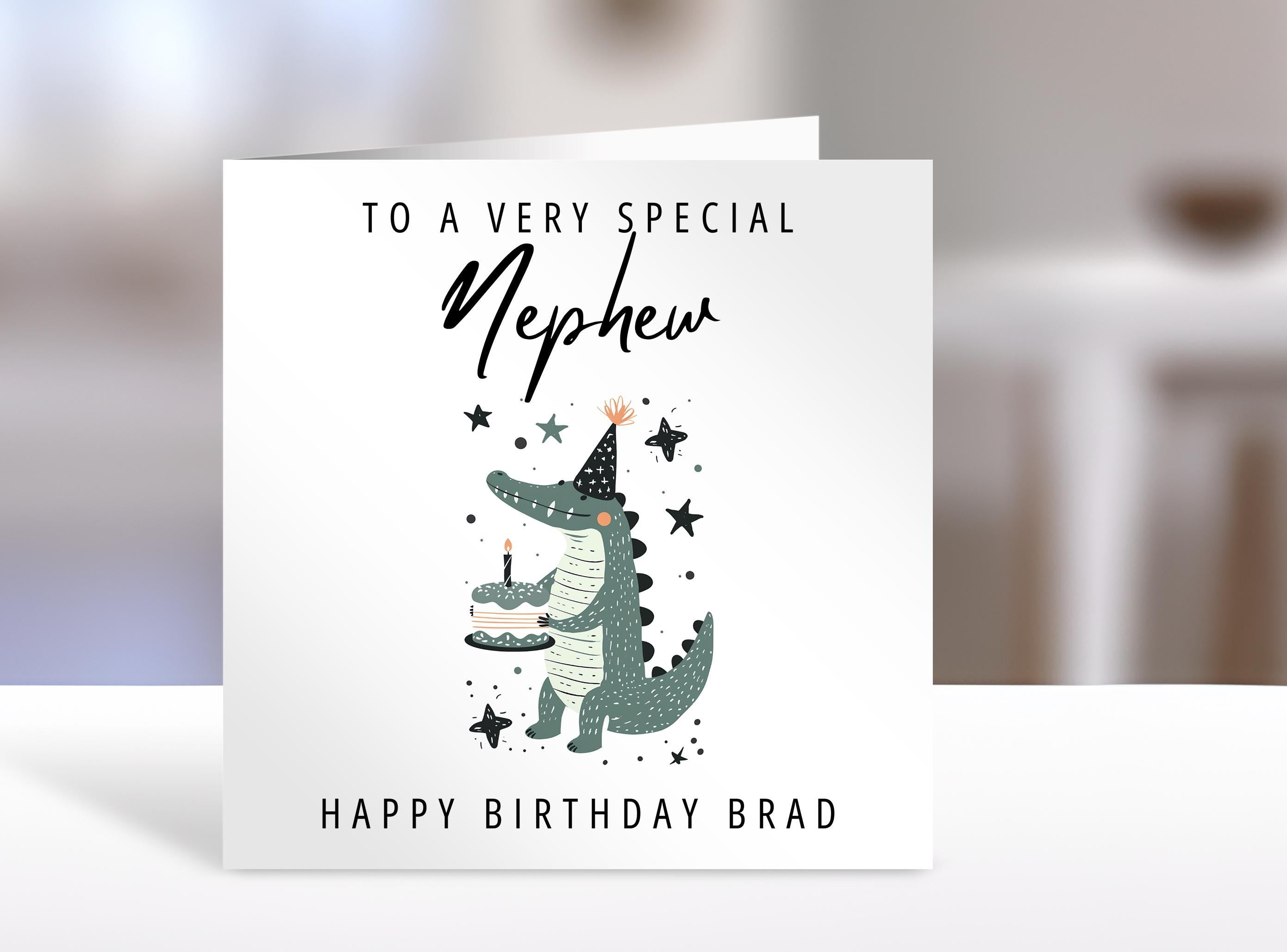 Personalised Nephew birthday card, cake and croc | nephew Gift | greeting Cards | birthday card for Nephew