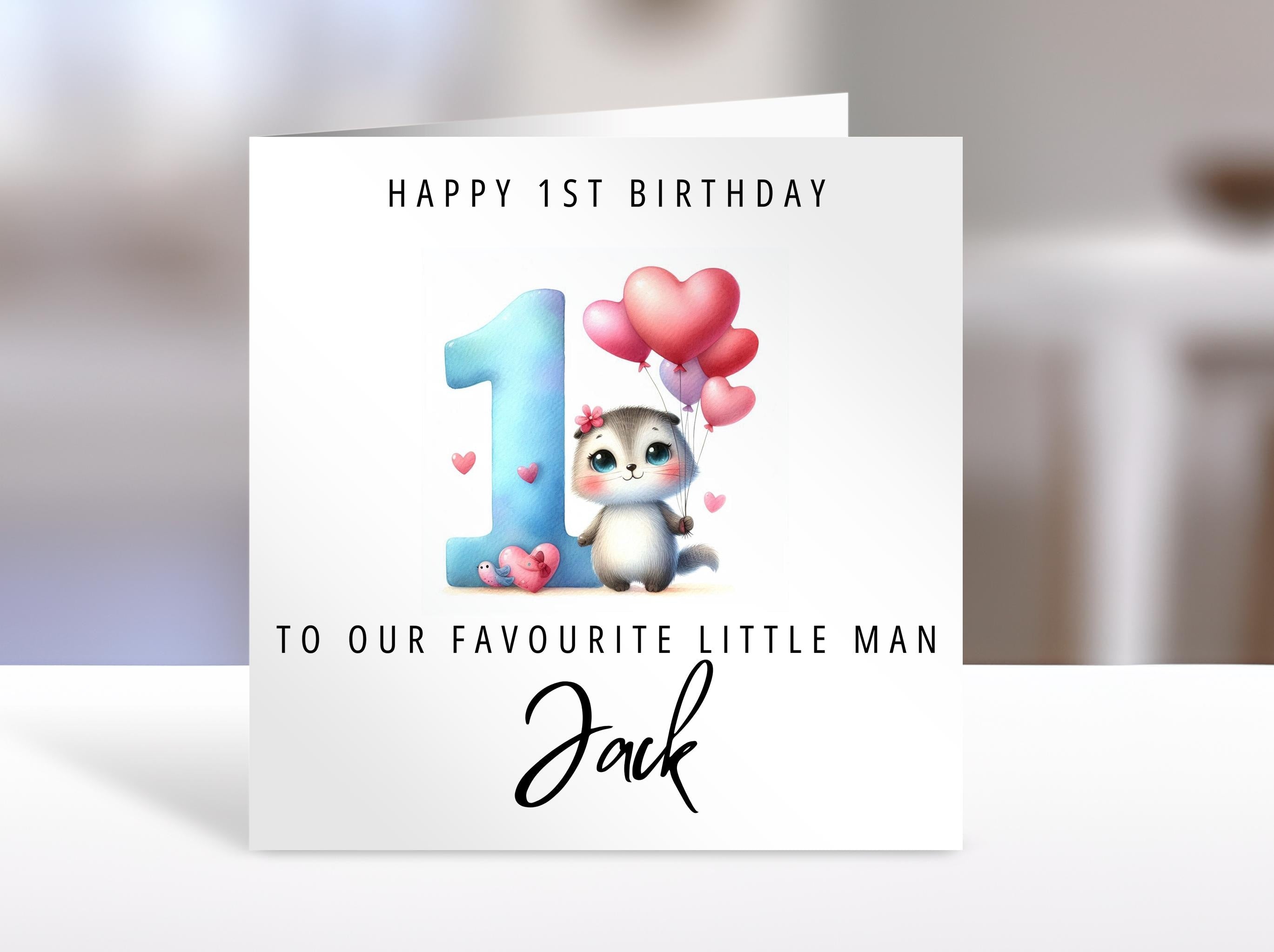 1st birthday card, Personalised, friend card, favourite little man