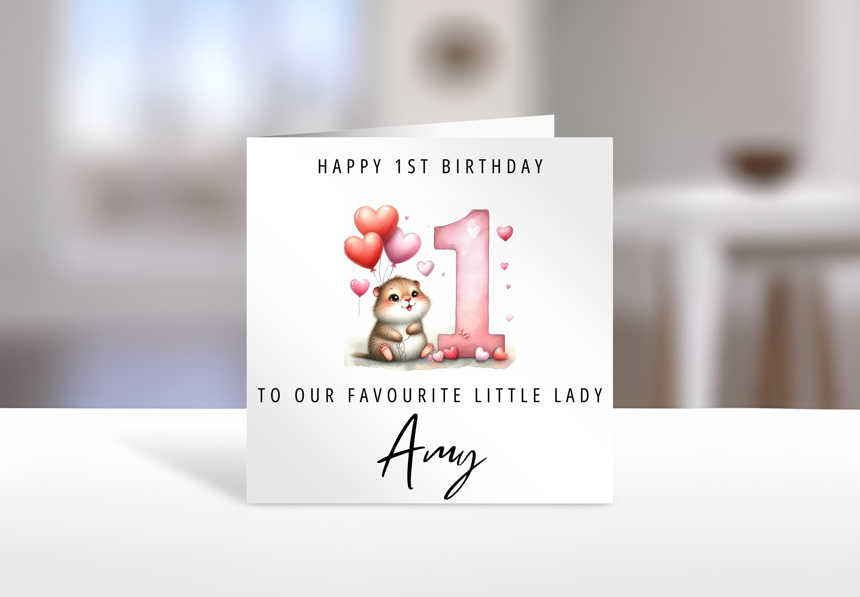 1st birthday card, Personalised, friend card, favourite little lady