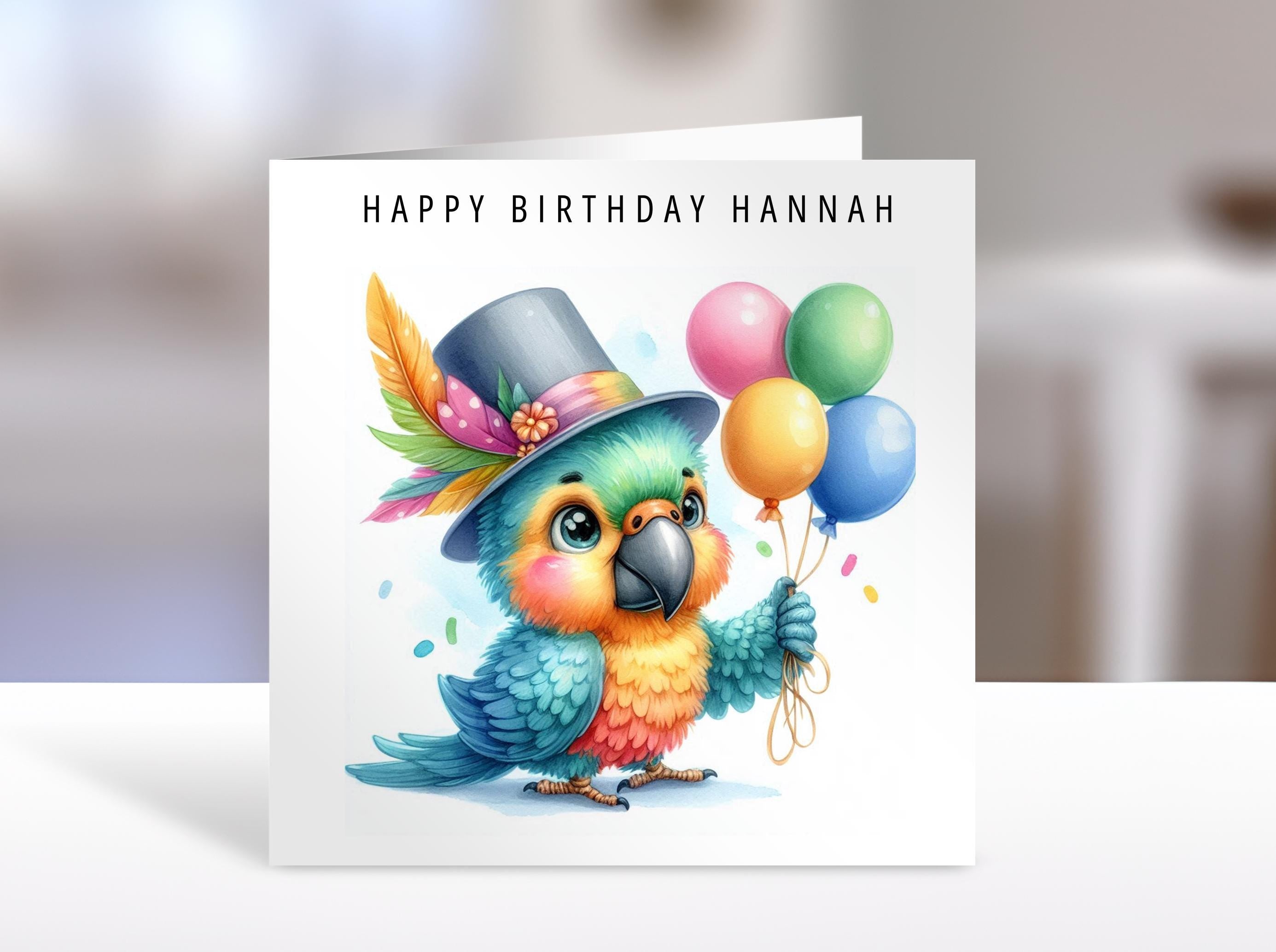 Birthday Card, parrot design - Cute Greeting Card for Kids & Fun Birthday Gift Ideas, Adorable parrot