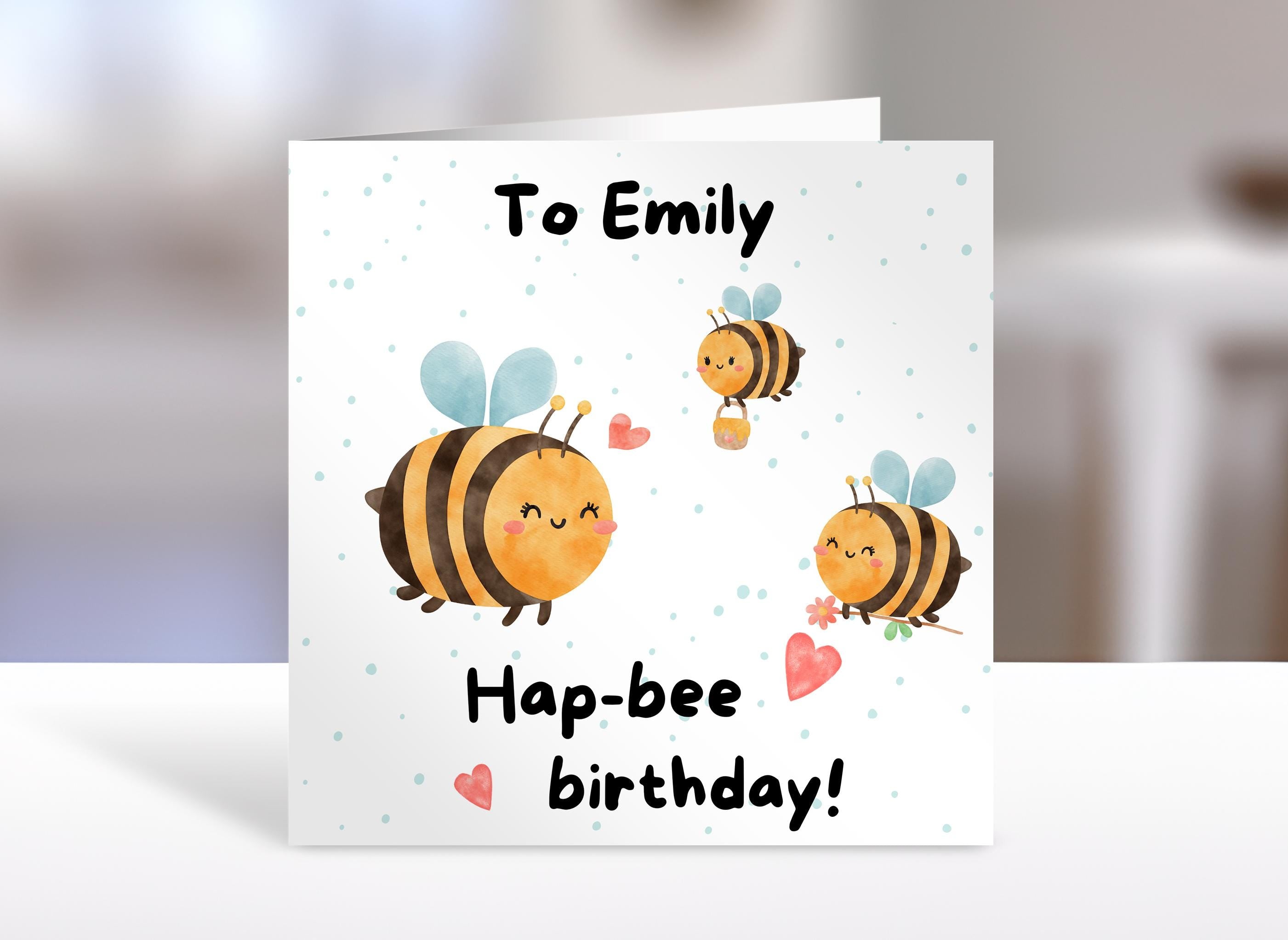 Personalised birthday card, friend or family bee design