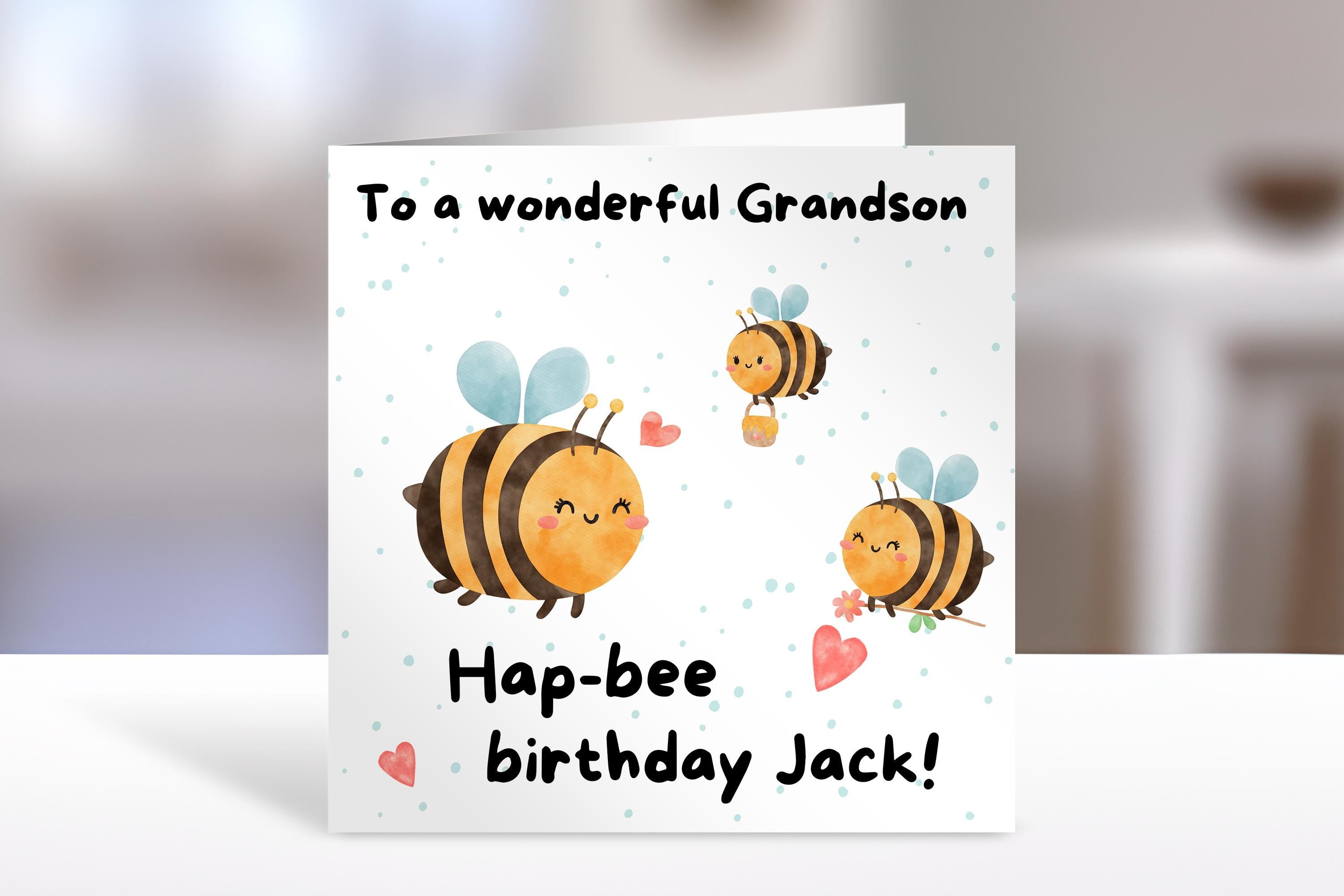 Happy Grandson Birthday Card - Cute Bee Design, Fun Greeting Card for Kids & Unique Gift Ideas, grandson birthday