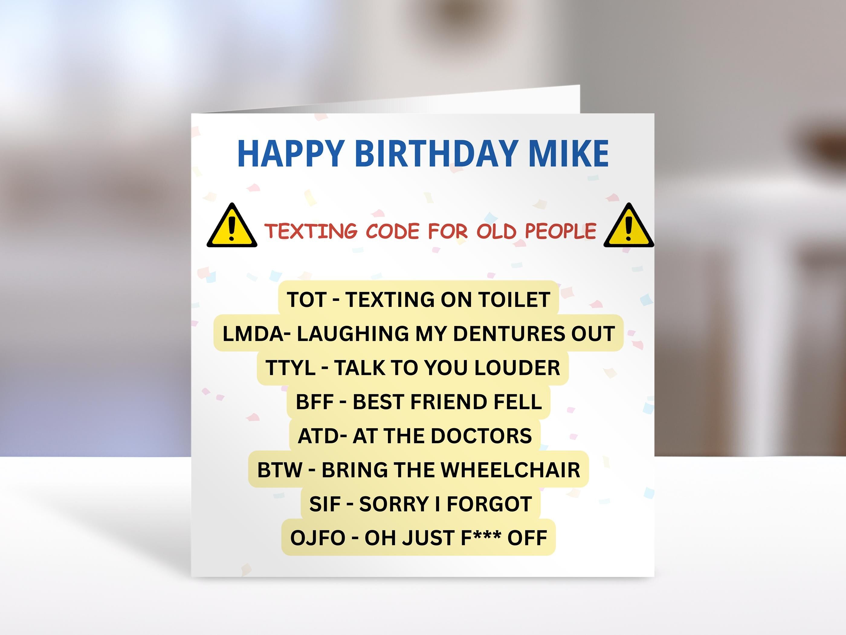 Birthday Card -old people text