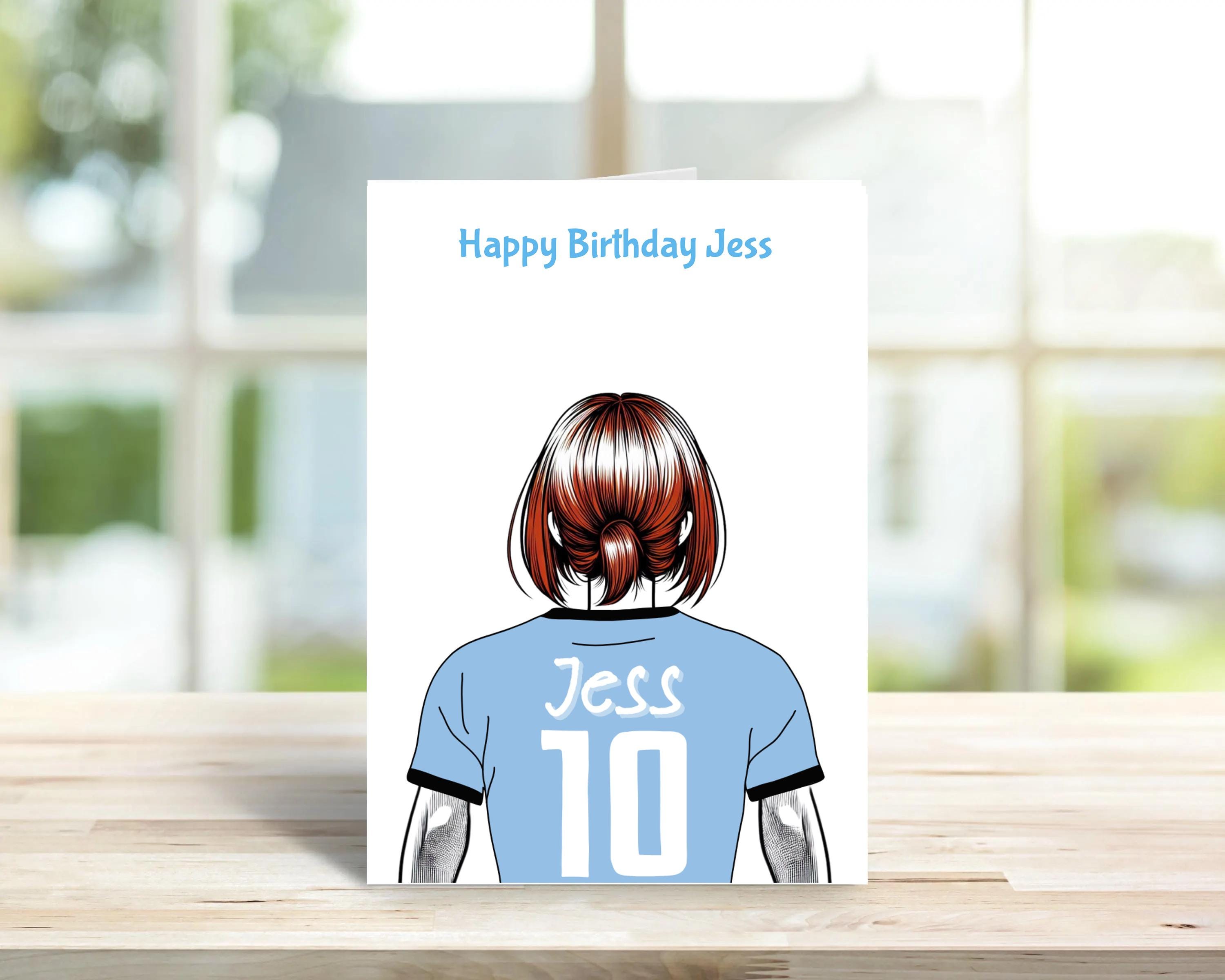 Personalised Soccer birthday card, female version | Home Gift | soccer Cards | Personalised Family Gift | Custom name and colours