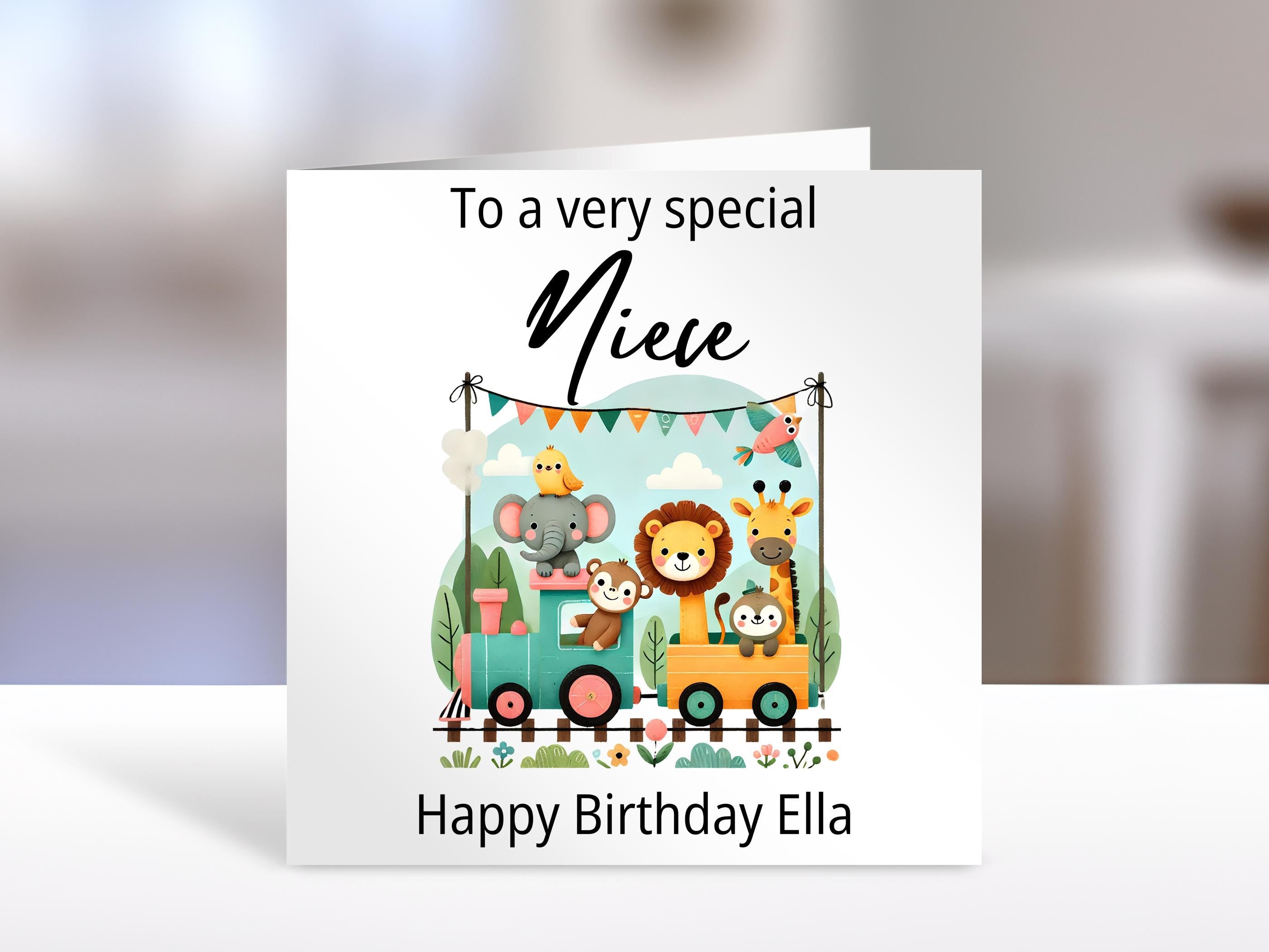 Niece birthday card, jungle design | personalised niece Gift | greeting Cards | birthday card for Niece