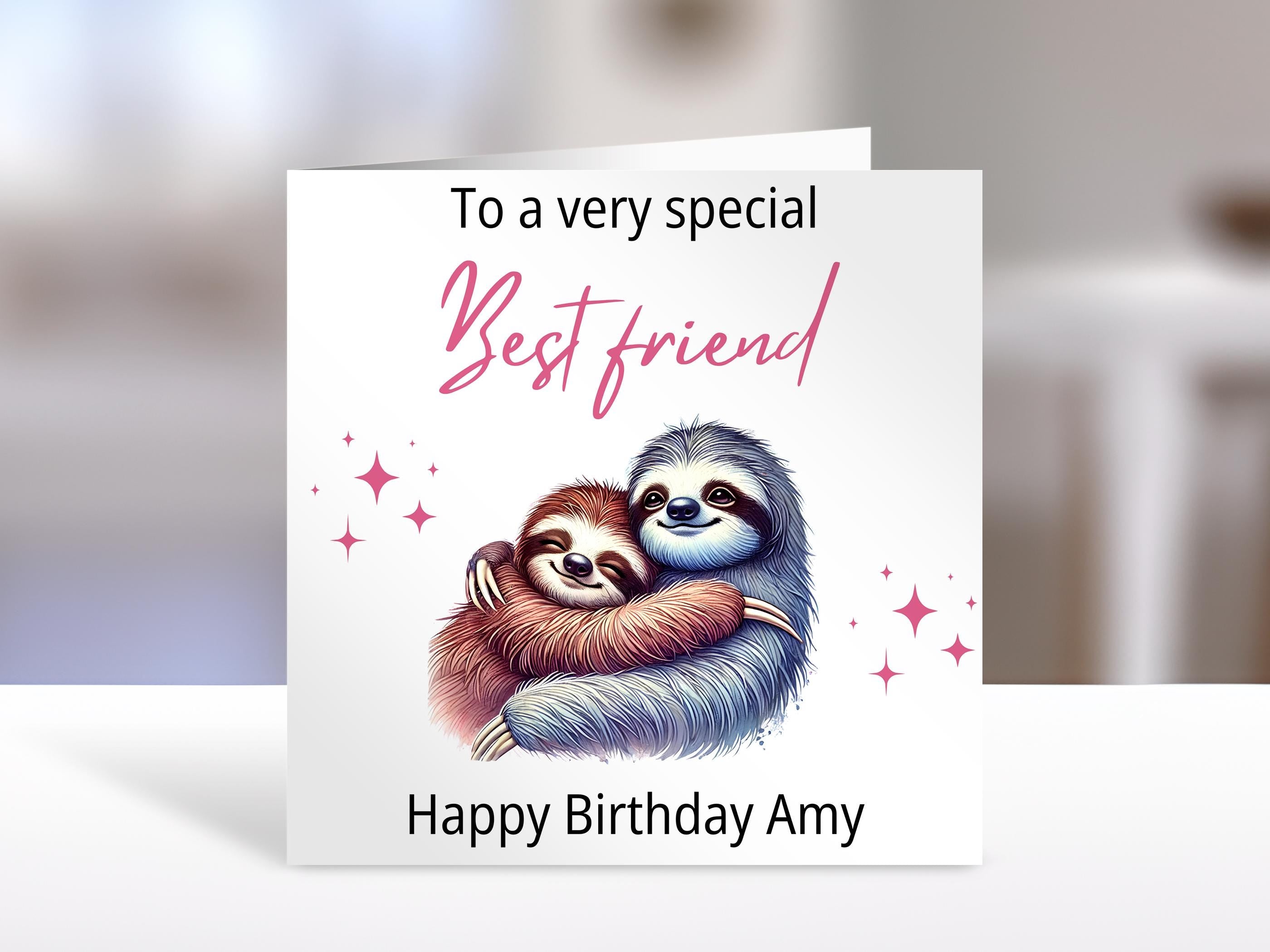 Friend Personalised birthday card, sloth design | greeting Cards | birthday card for friend, sister, niece, nephew, bestie.
