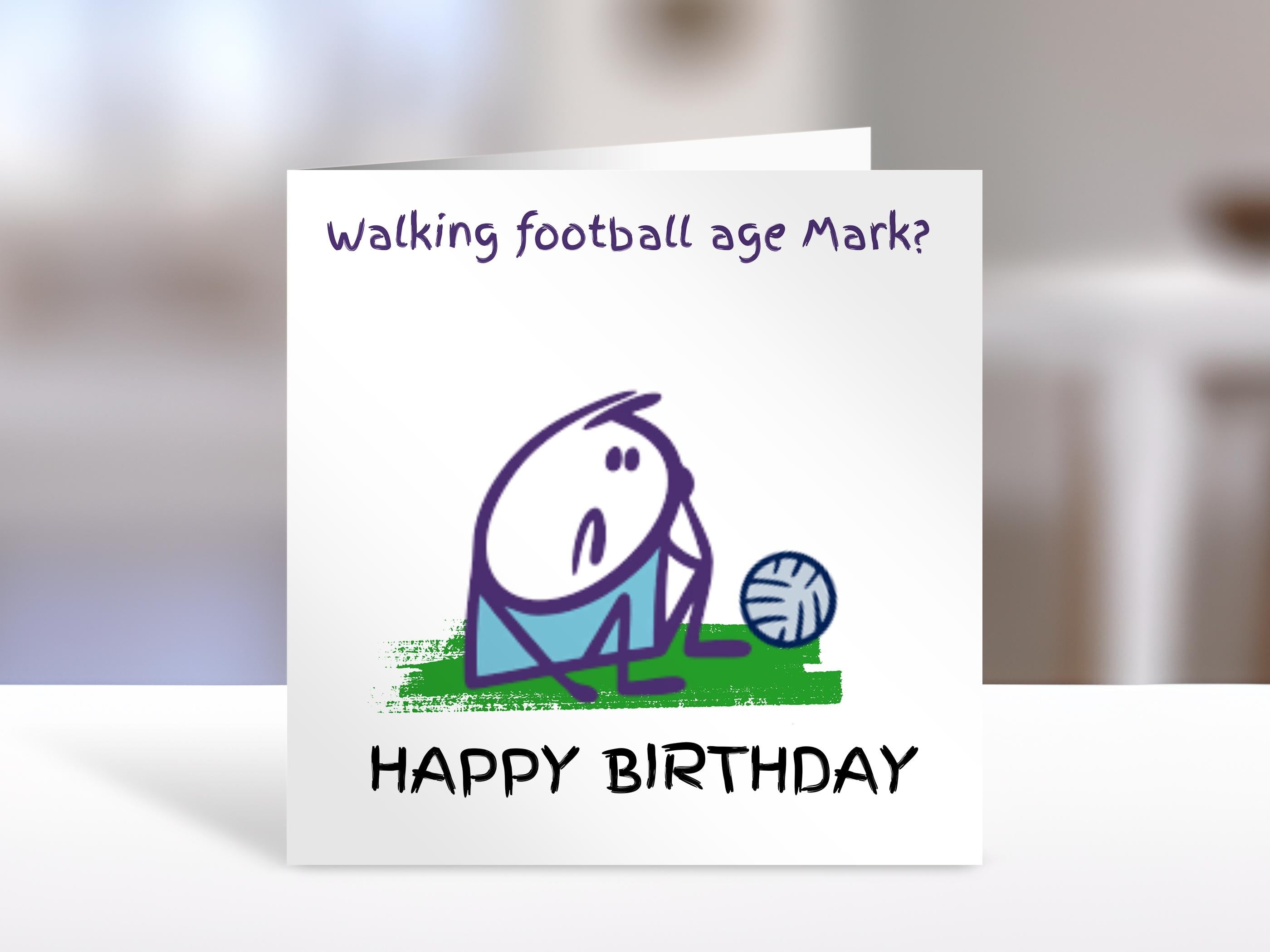 Walking football birthday card, | Home Gift | football Cards | Personalised Family Gift | Family Illustration | humorous cards