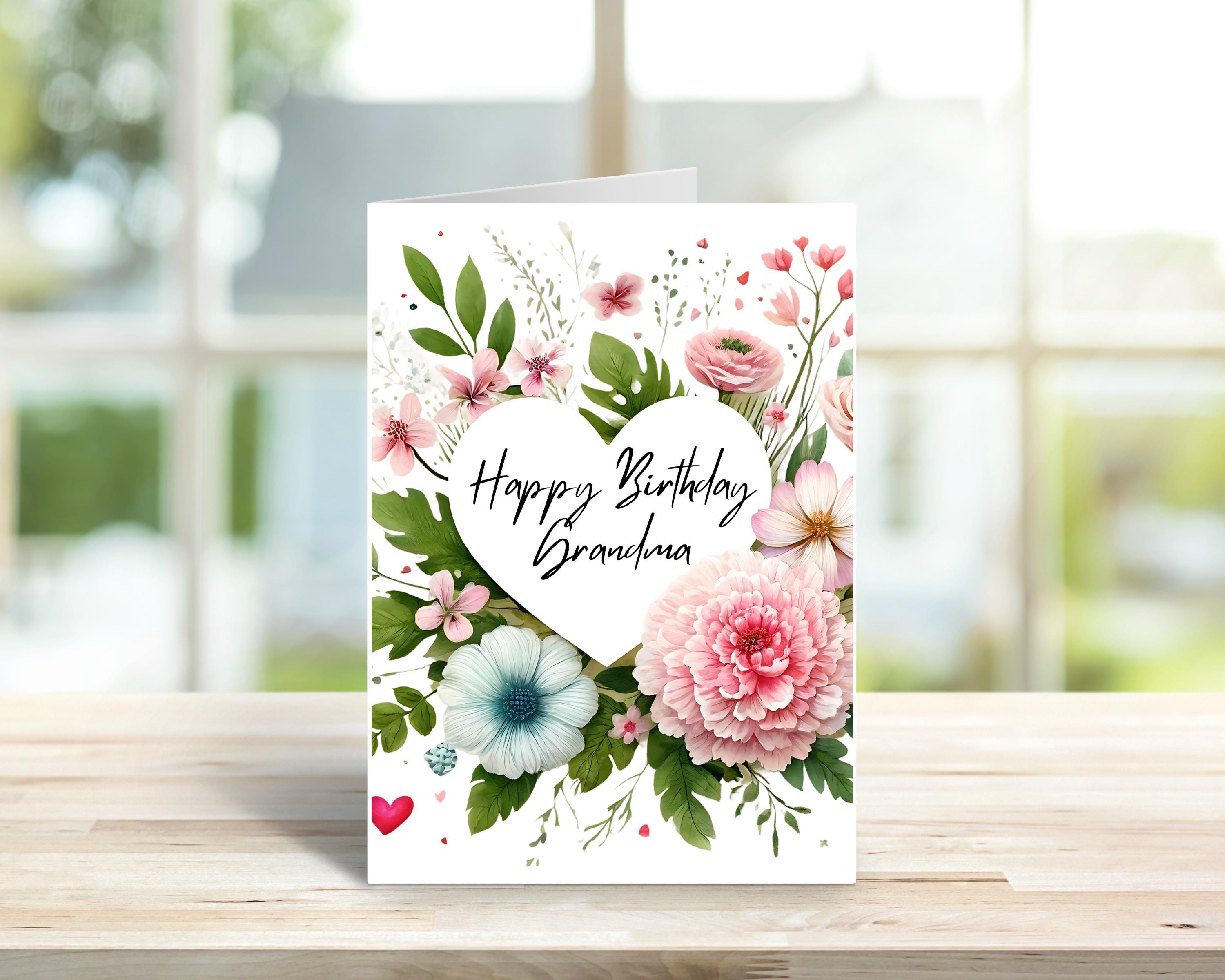 Personalised Grandma birthday card, flowers