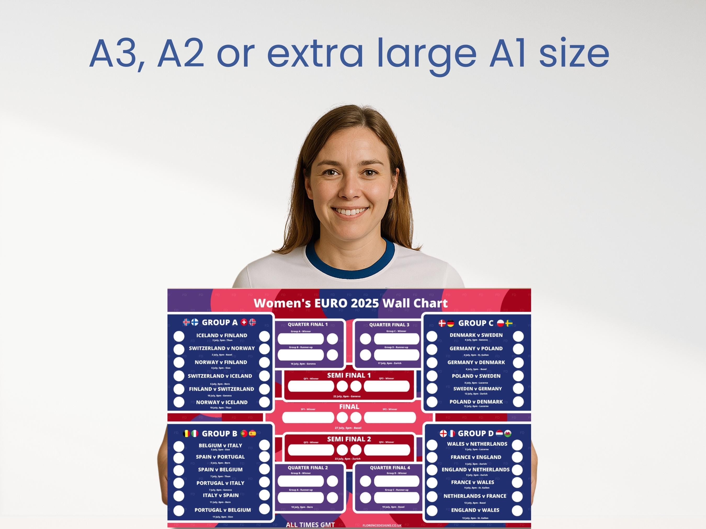 Women's Euros Fixture Poster 2025 - Lioness Tournament Wallchart